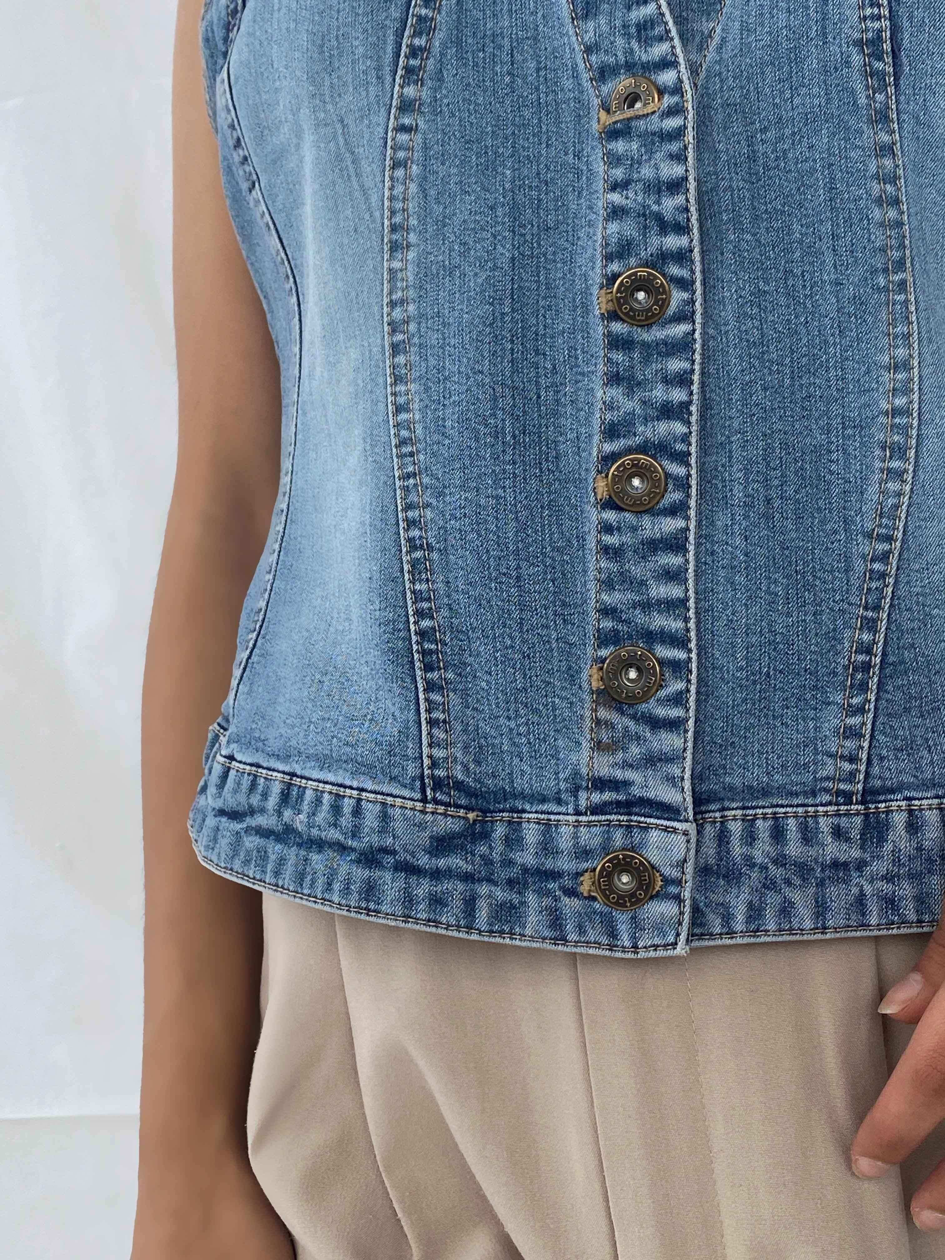 Vintage m-o-t-o Denim Vest - Balagan Vintage Denim Vest 00s, 90s, denim, denim vest, Taima