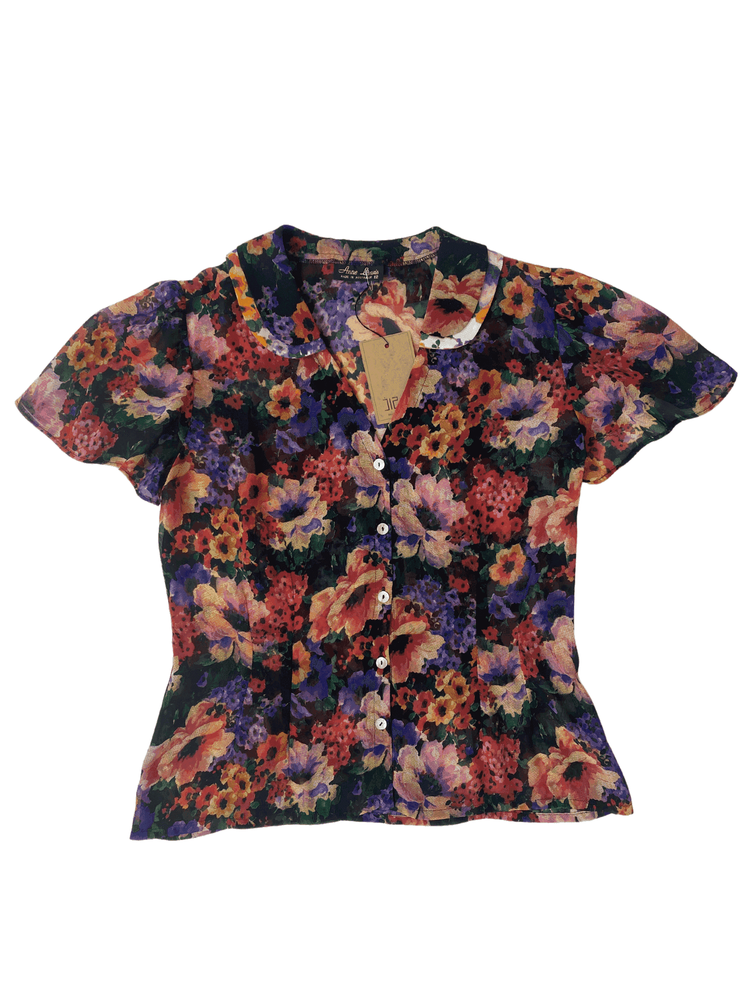 Vintage Anne Lewis Floral Shirt - Balagan Vintage Half Sleeve Shirt floral top, Rahmeh, shirt