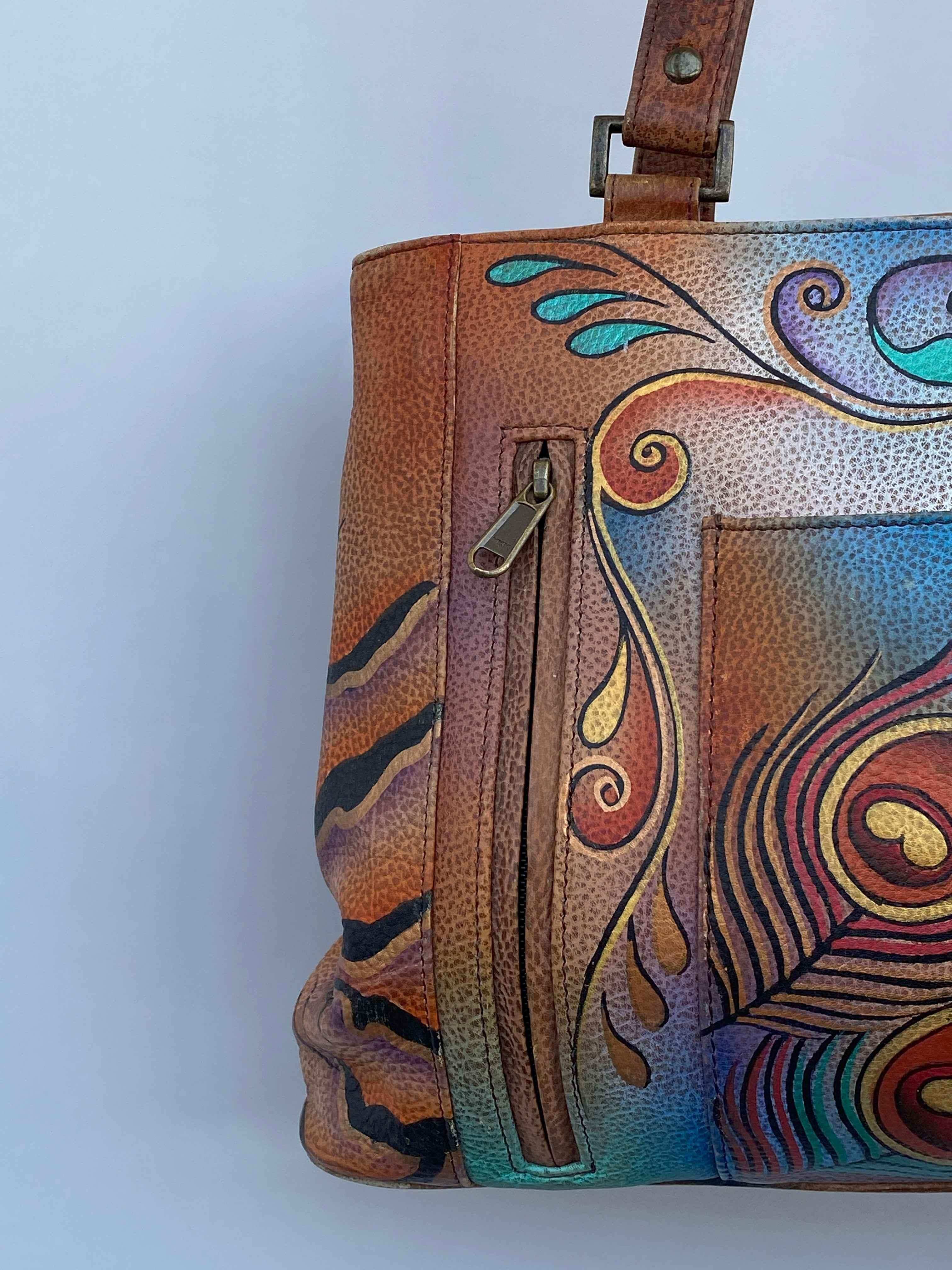 Artisanal Delights: Painted Leather Bags and Purses - Etsy | Painted  leather bag, Painted handbag, Handpainted bags