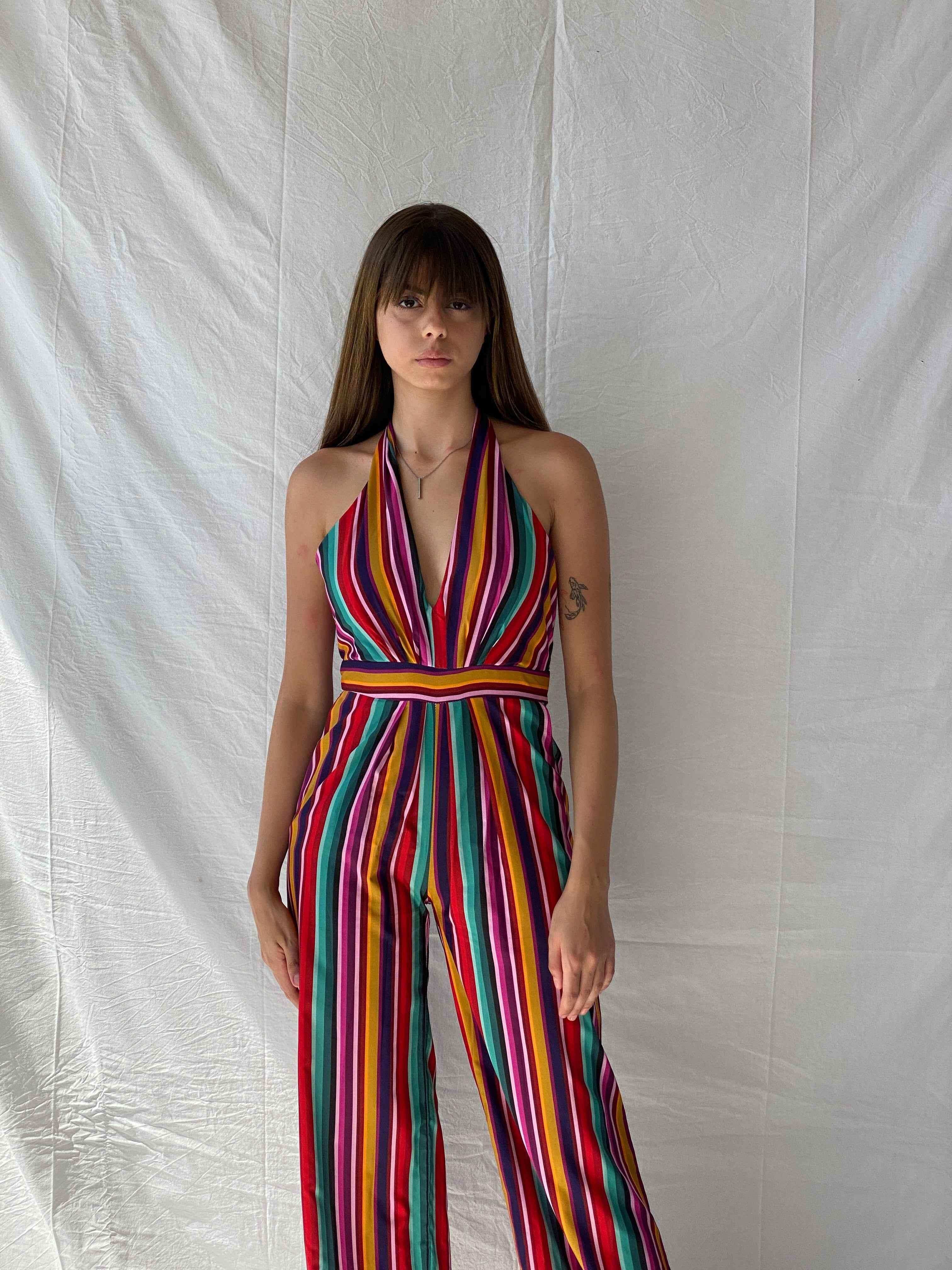 Multicolor striped hot sale jumpsuit