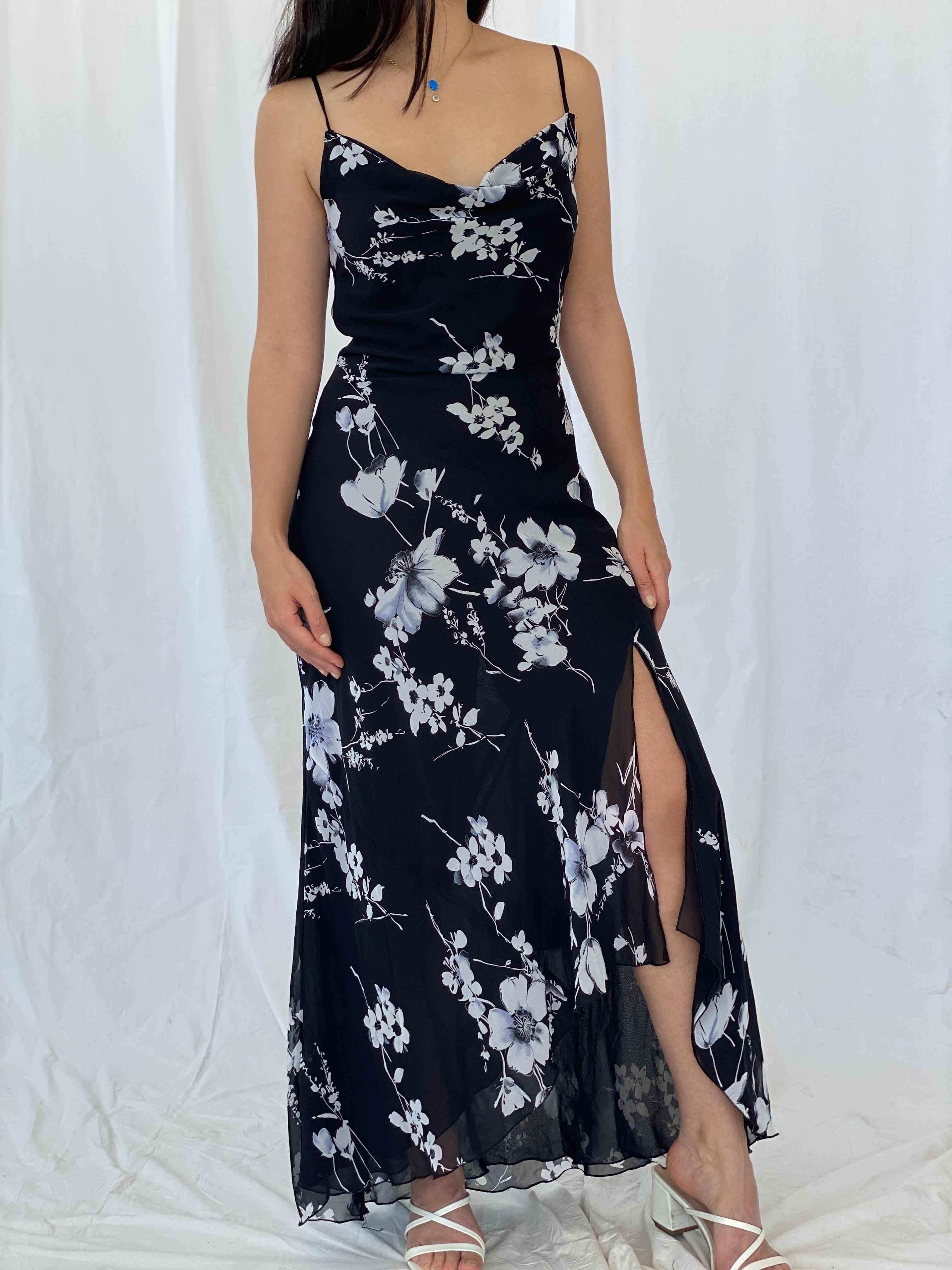 Vintage SYNDICATE Floral Gown - Balagan Vintage Evening Dress 90s dress, Batoul, black dress, floral, floral dress, formal, formal dress