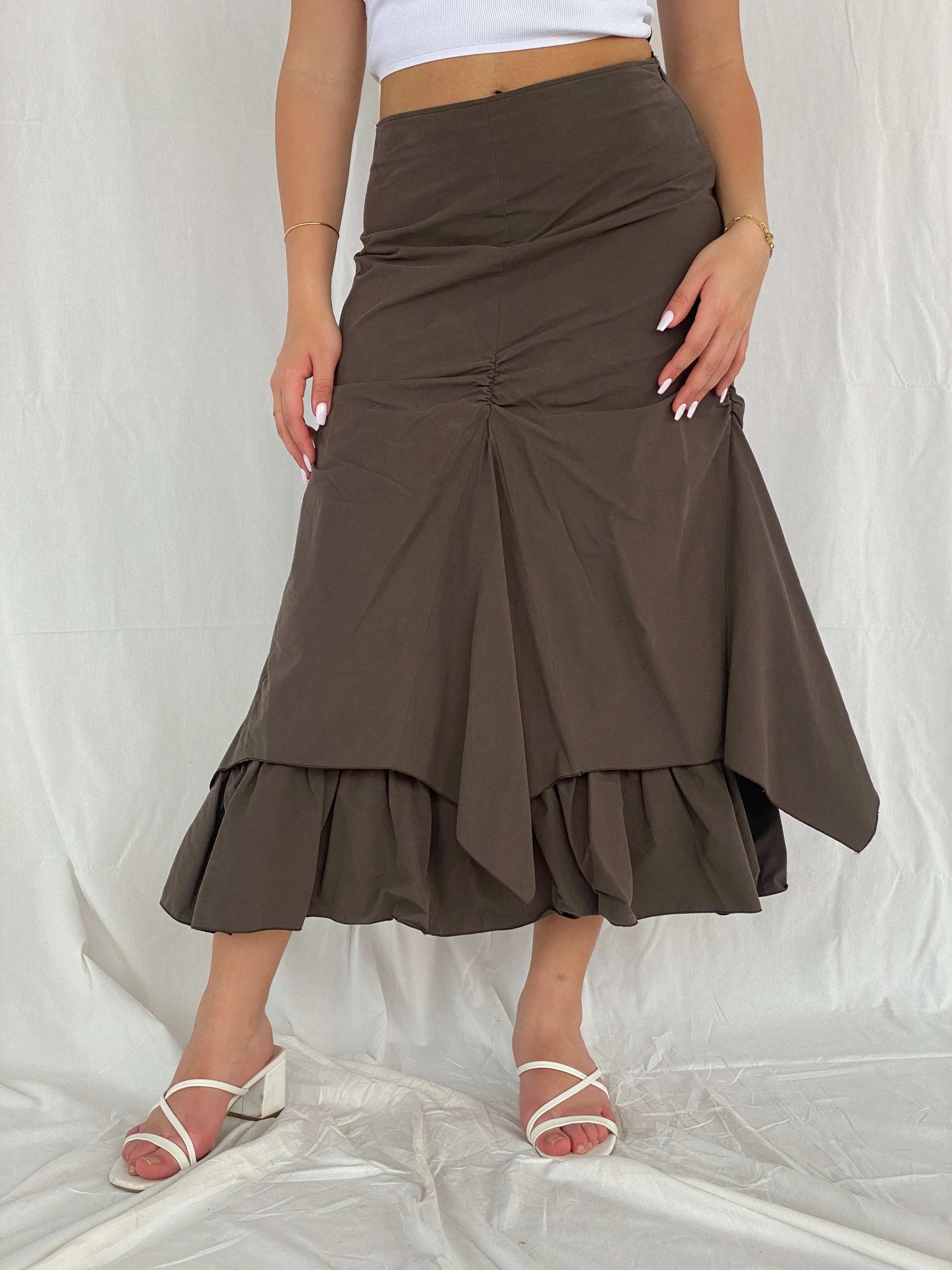 Insane Vintage 90s/00s Zaffiri Midi Ruched Skirt - Size M/L - Balagan Vintage Midi Skirt 00s, 90s, midi skirt, Rama