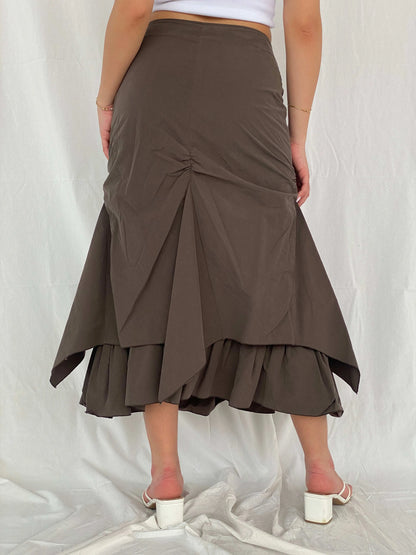 Insane Vintage 90s/00s Zaffiri Midi Ruched Skirt - Size M/L - Balagan Vintage Midi Skirt 00s, 90s, midi skirt, Rama