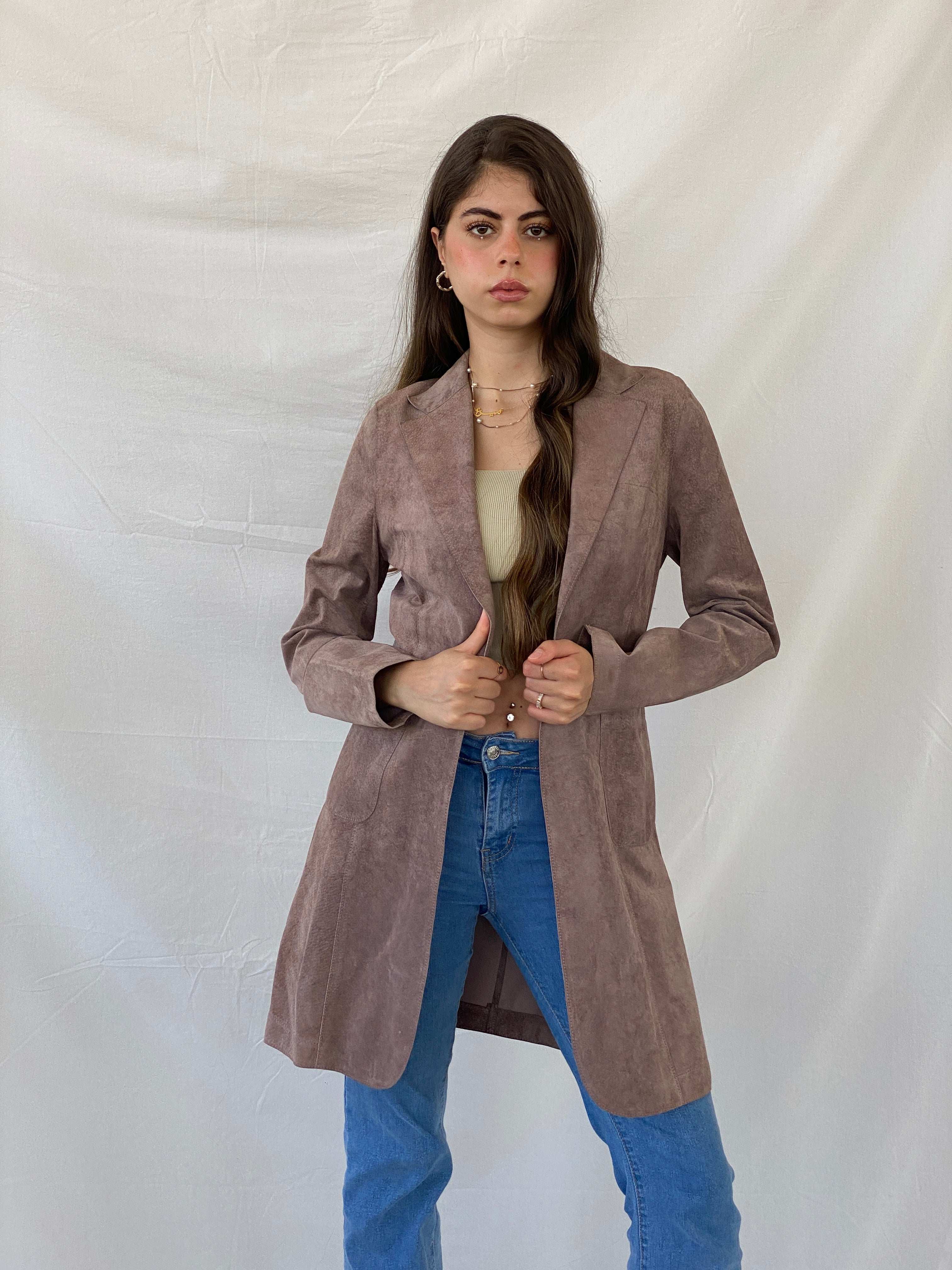 JIGSAW Genuine Pink Suede Light Coat - M - Balagan Vintage Coat 00s, coat, consignment, Deals, Mira, rare find, rare vintage, Sadouf, silk, vintage coat, winter