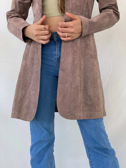 JIGSAW Genuine Pink Suede Light Coat - M - Balagan Vintage Coat 00s, coat, Coats&Jackets, consignment, Deals, Mira, rare find, rare vintage, Sadouf, silk, vintage coat, winter, Women's Coats, Women's Leather Jackets