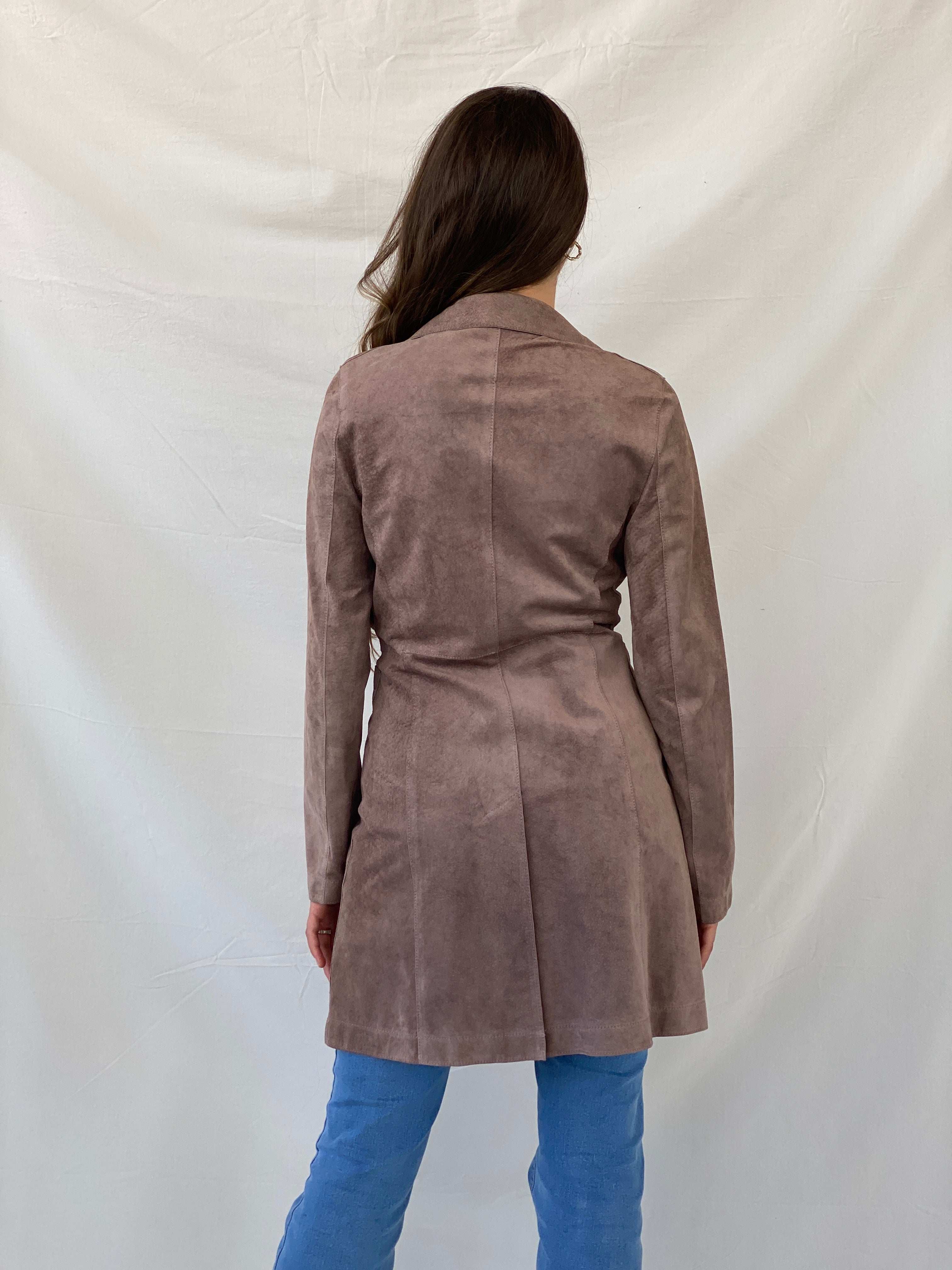 JIGSAW Genuine Pink Suede Light Coat - M - Balagan Vintage Coat 00s, coat, consignment, Deals, Mira, rare find, rare vintage, Sadouf, silk, vintage coat, winter