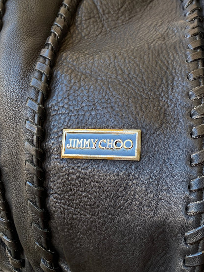 Jimmy Choo Textured Leather Large Hobo Black Shoulder Bag - Balagan Vintage Handbags 90s, bag, black leather, consignment, genuine leather, shoulder bag, Tasnimk