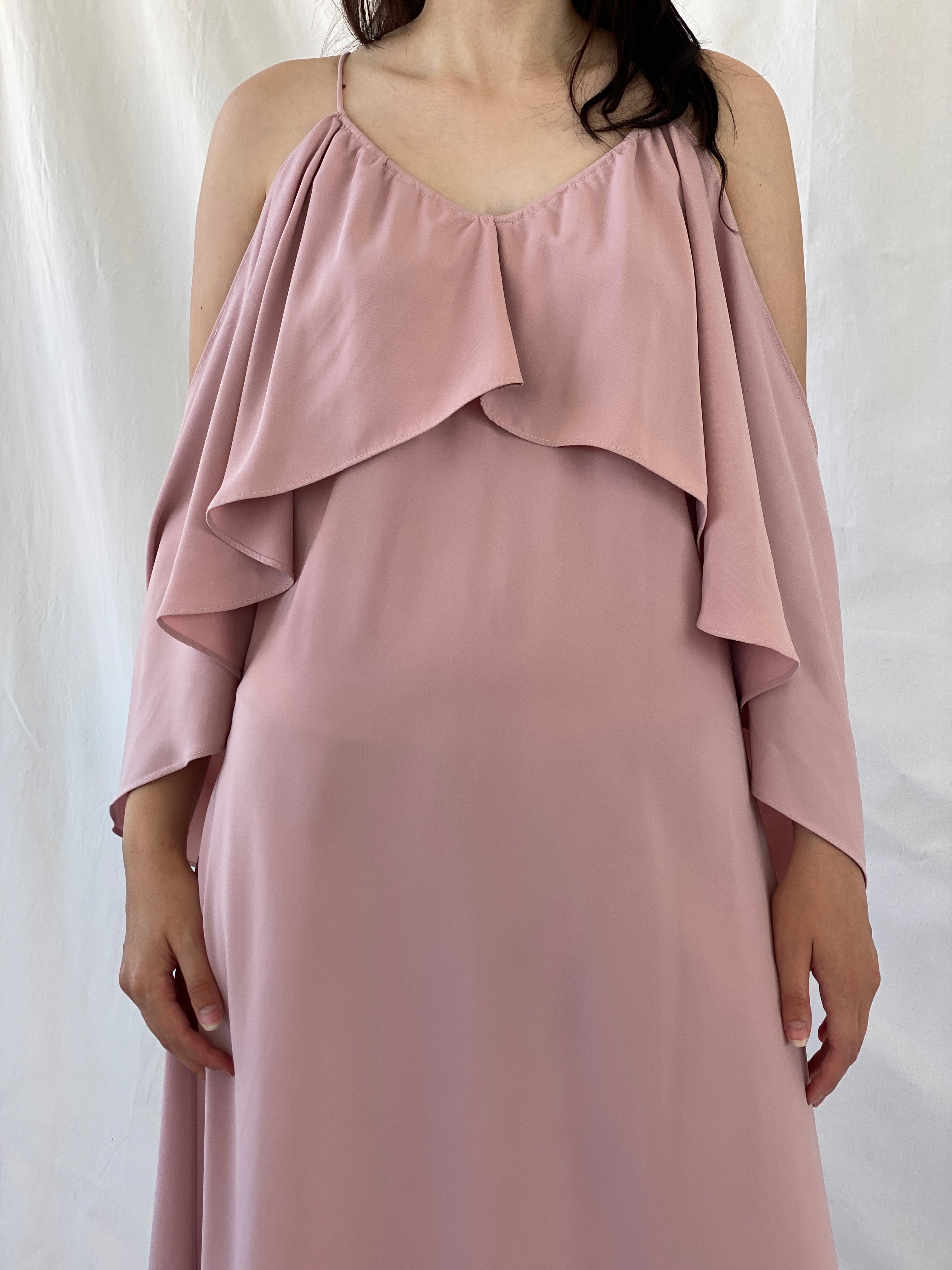 Jovonna London Blush Pink Cold Shoulder Midi Wedding Guest Dress - S - Balagan Vintage Midi Dress Ayah, consignment, dress, Hala, midi dress, NEW IN, vintage dress, Wedding Guest
