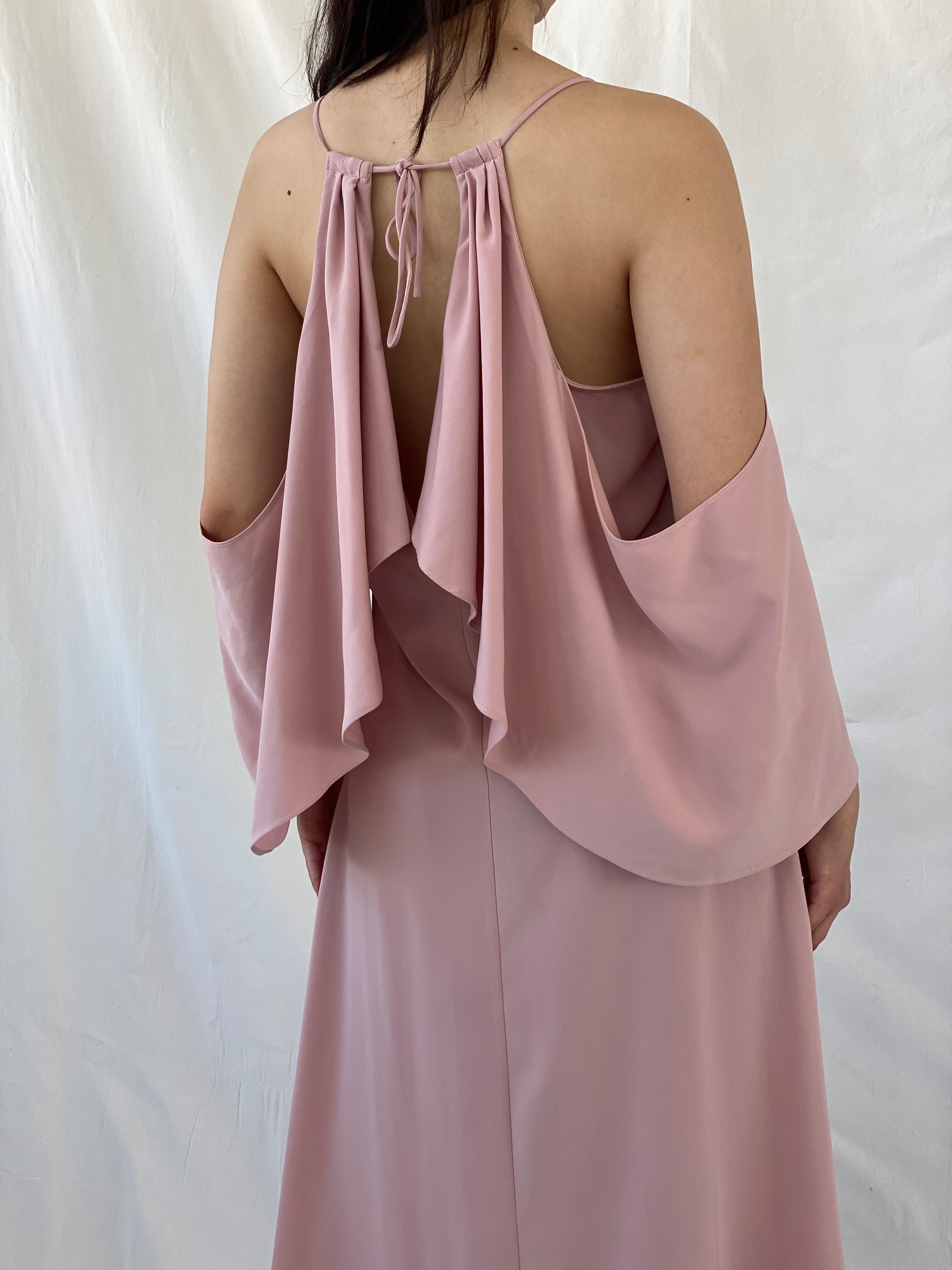 Jovonna London Blush Pink Cold Shoulder Midi Wedding Guest Dress - S - Balagan Vintage Midi Dress Ayah, consignment, dress, Hala, midi dress, NEW IN, vintage dress, Wedding Guest