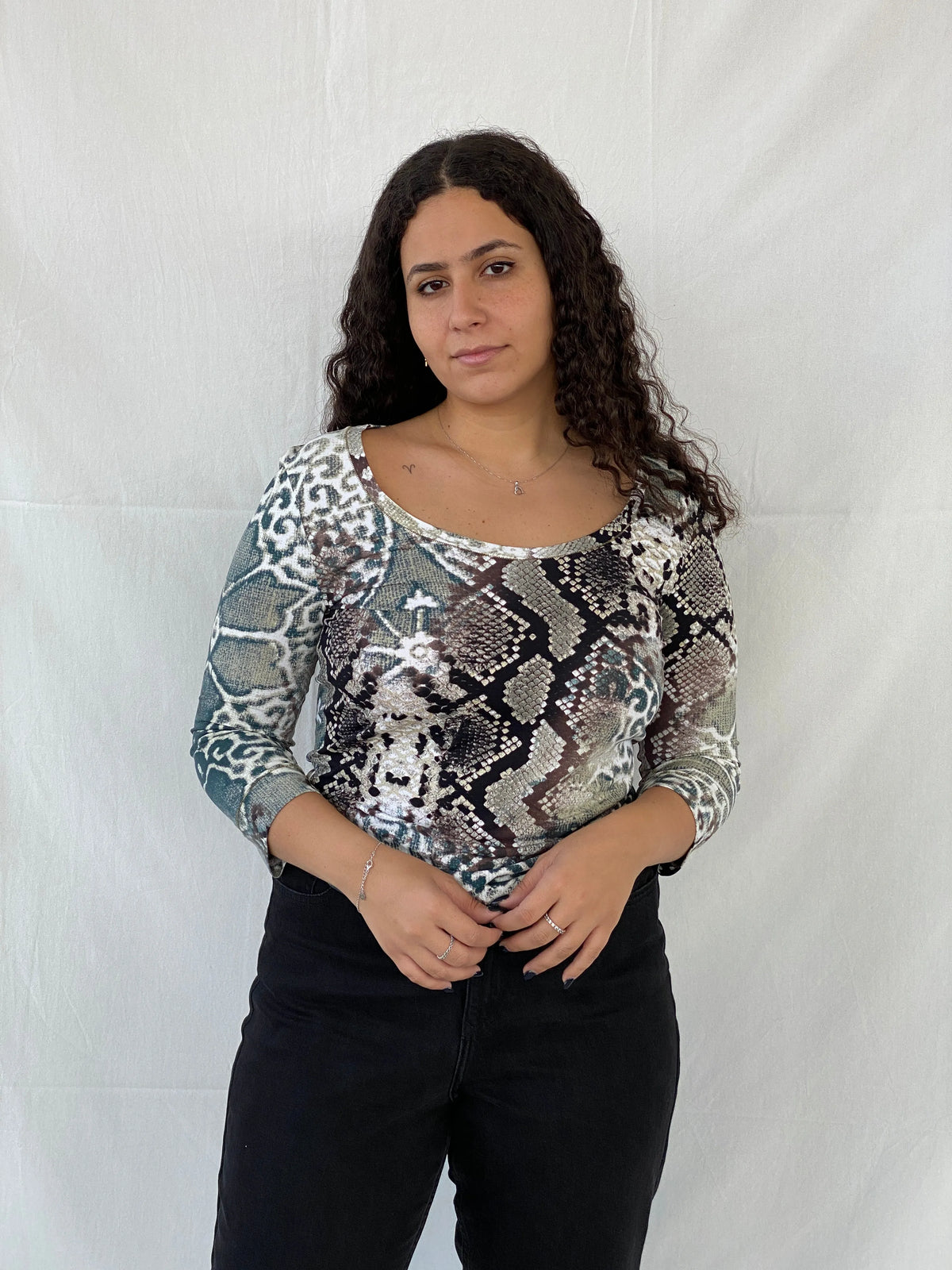 Just Cavalli by Roberto Cavalli Animal Print Shimmery Gold Long 