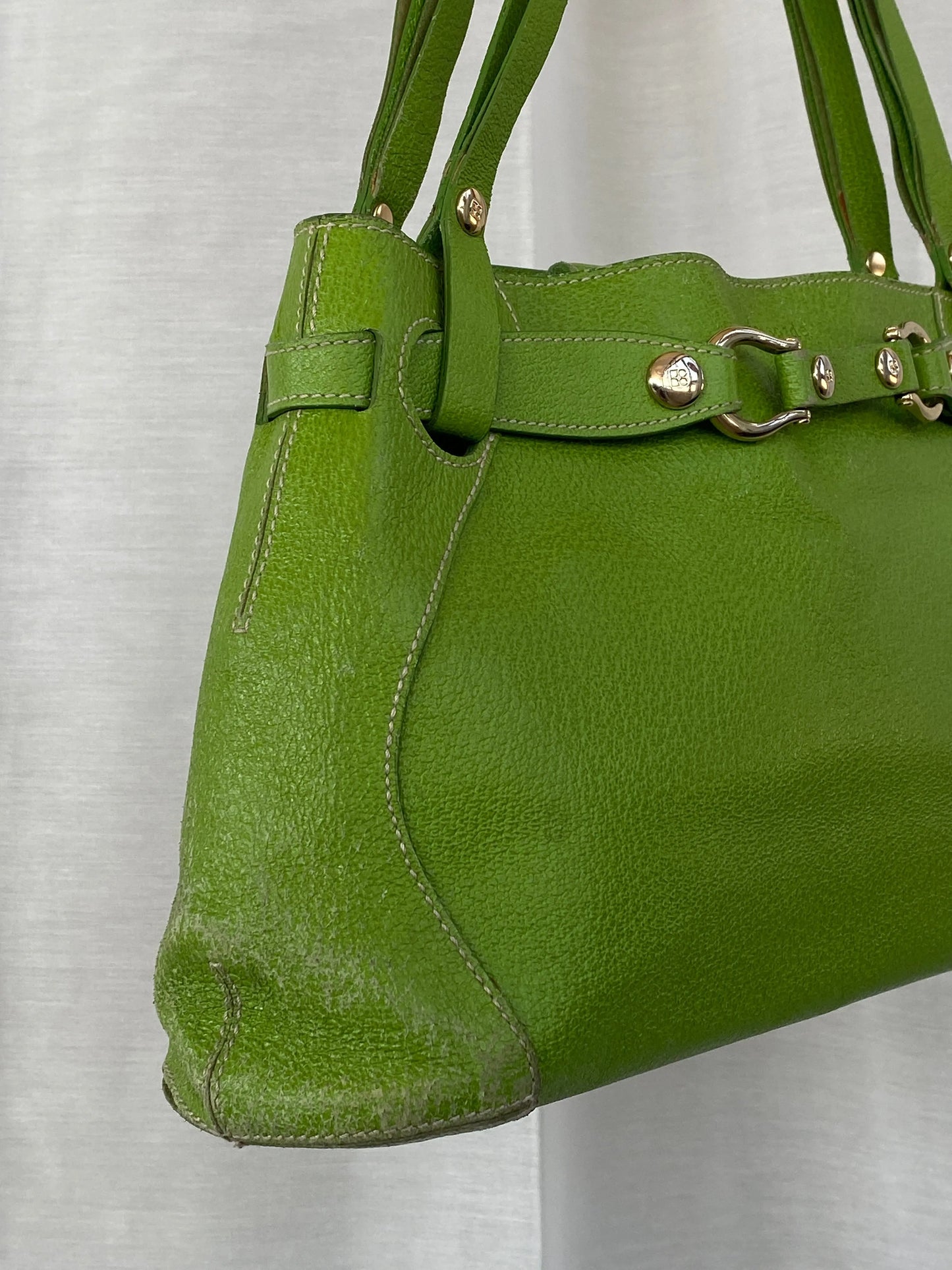 Kate Spade Leather Horseshoe Satchel Green Shoulder Bag - Balagan Vintage Handbags 90s