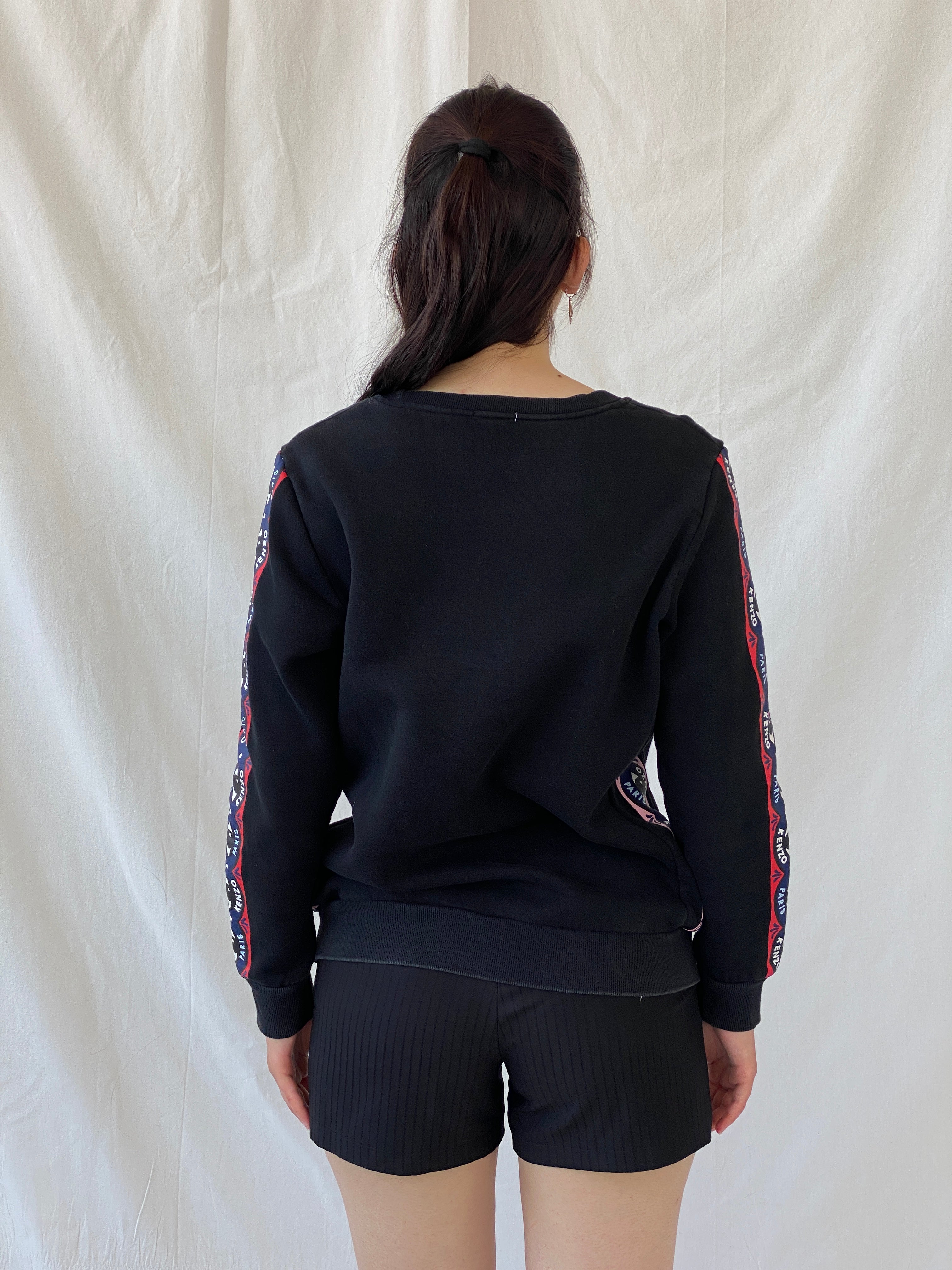 Kenzo Paris Black Fleece Eye Print Crew Neck Cotton Sweatshirt - L - Balagan Vintage Sweater 00s, Ayah, consignment, cotton, Hala, kenzo, winter, women top