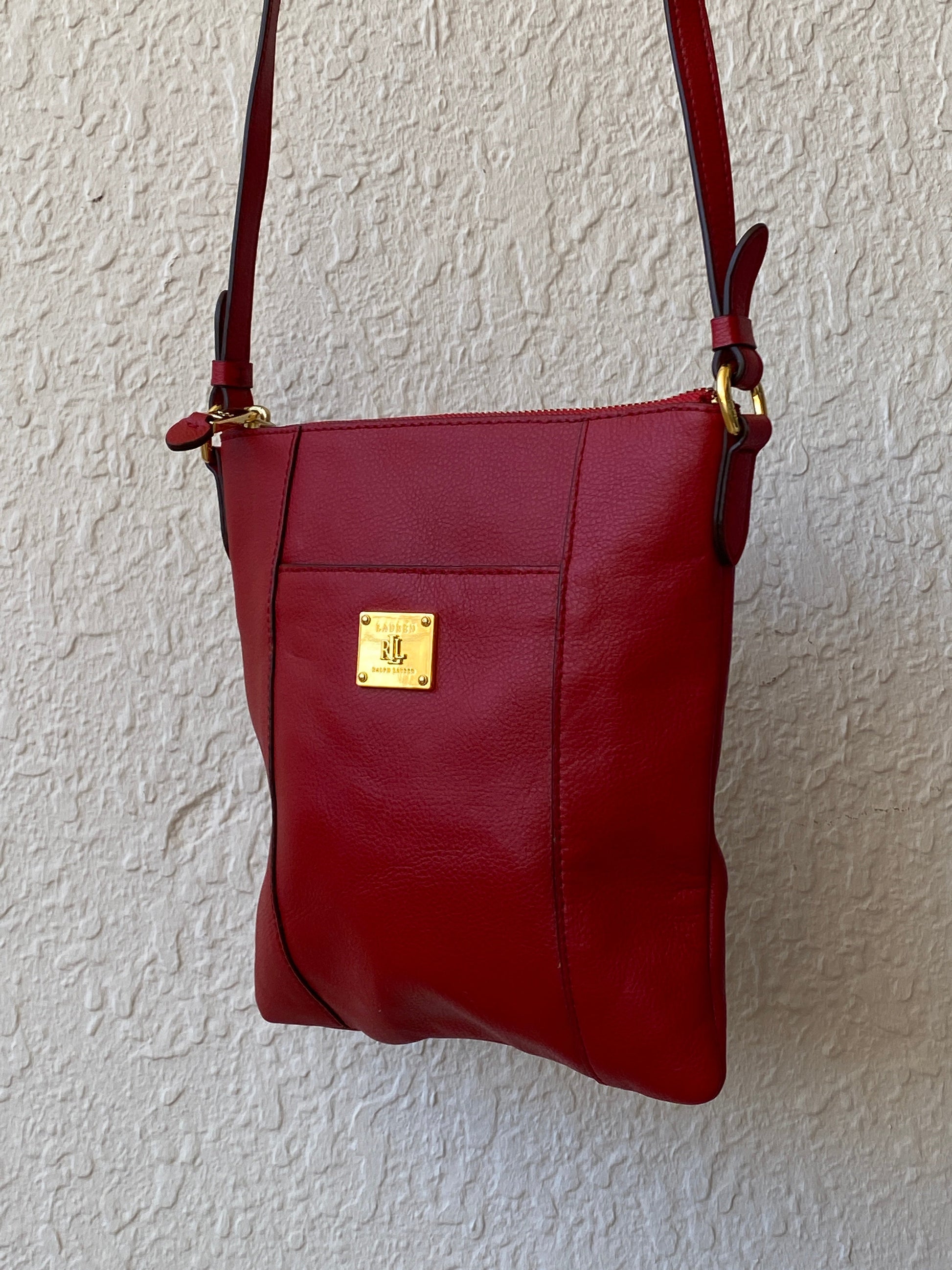 Lauren by Ralph Lauren Red Leather Messenger Crossbody Bag - Balagan Vintage Shoulder Bag bag, NEW IN, ralph lauren, red leather, shoulder bag, Y2K