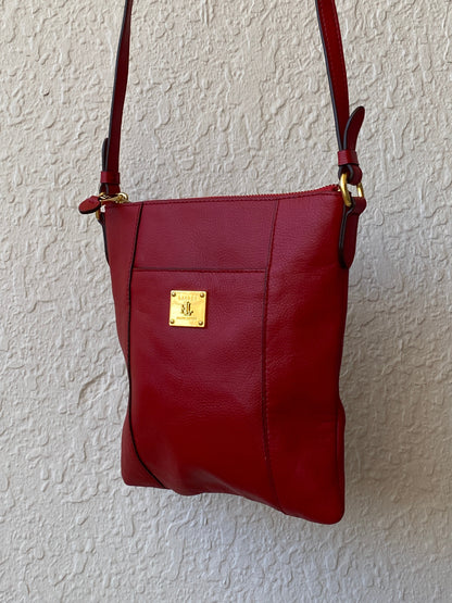 Lauren by Ralph Lauren Red Leather Messenger Crossbody Bag - Balagan Vintage Shoulder Bag bag, NEW IN, ralph lauren, red leather, shoulder bag, Y2K