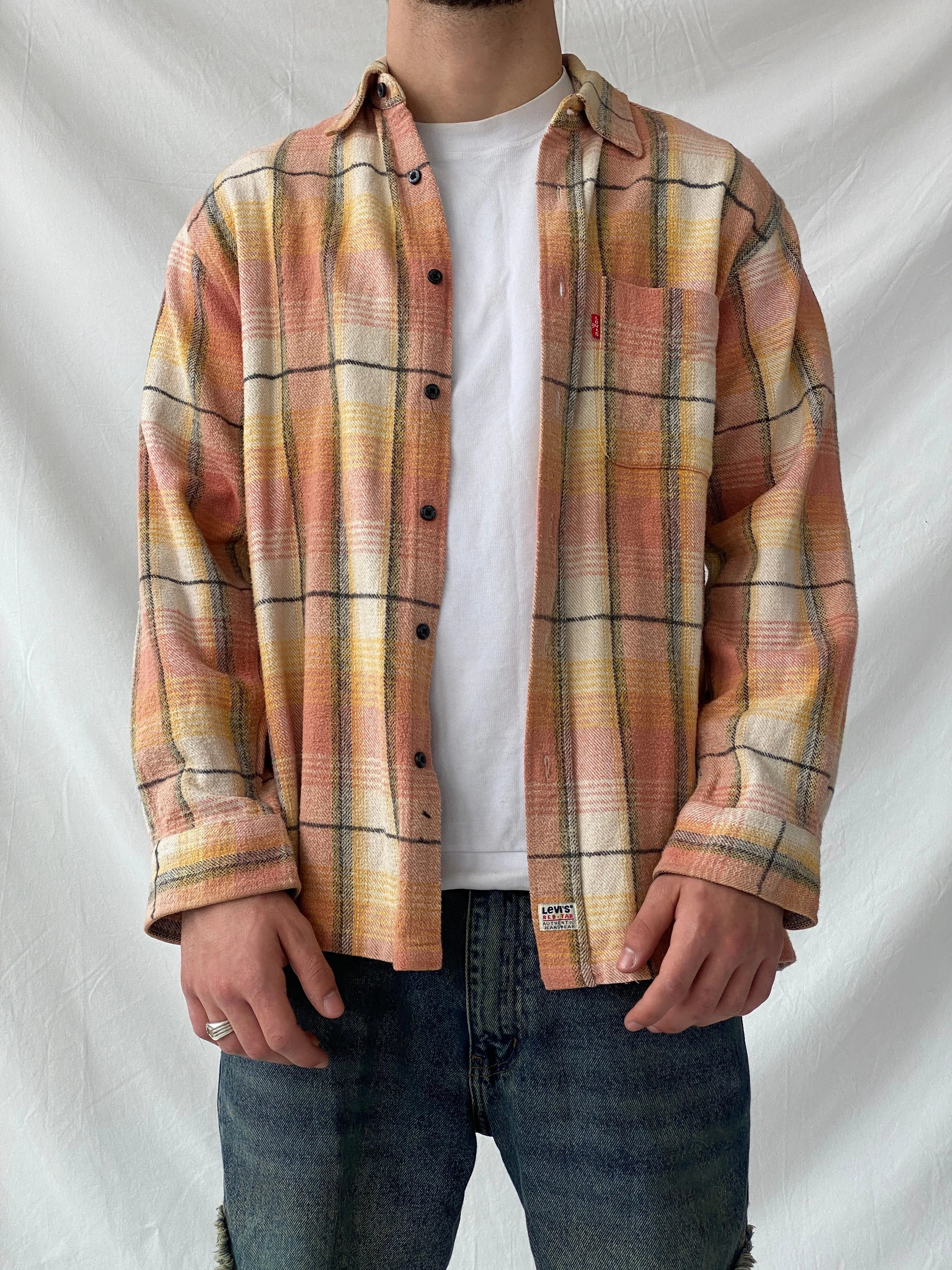 Levi’s Men’s Orange Shacket Plaid Heavy Long Sleeve Cotton Shirt - L - Balagan Vintage Full Sleeve Shirt cotton shirt, full sleeve shirt, Hamza, levis, mens shirt, shirt
