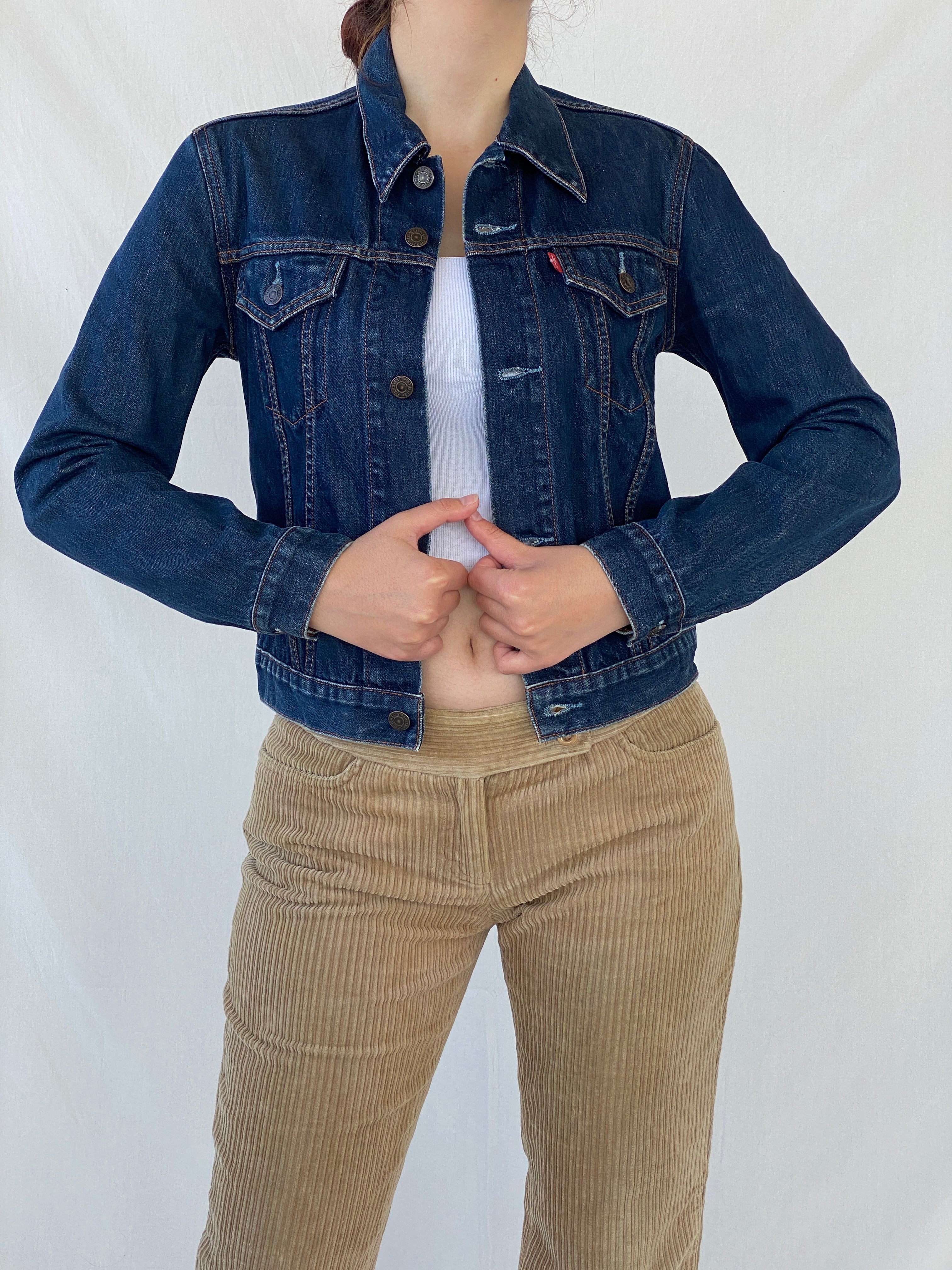 Levi’s Women’s Fitted Dark Wash Denim Jacket - S - Balagan Vintage Denim Jacket Ayah, denim, denim jacket, levis, levis jeans, NEW IN, vintage levis