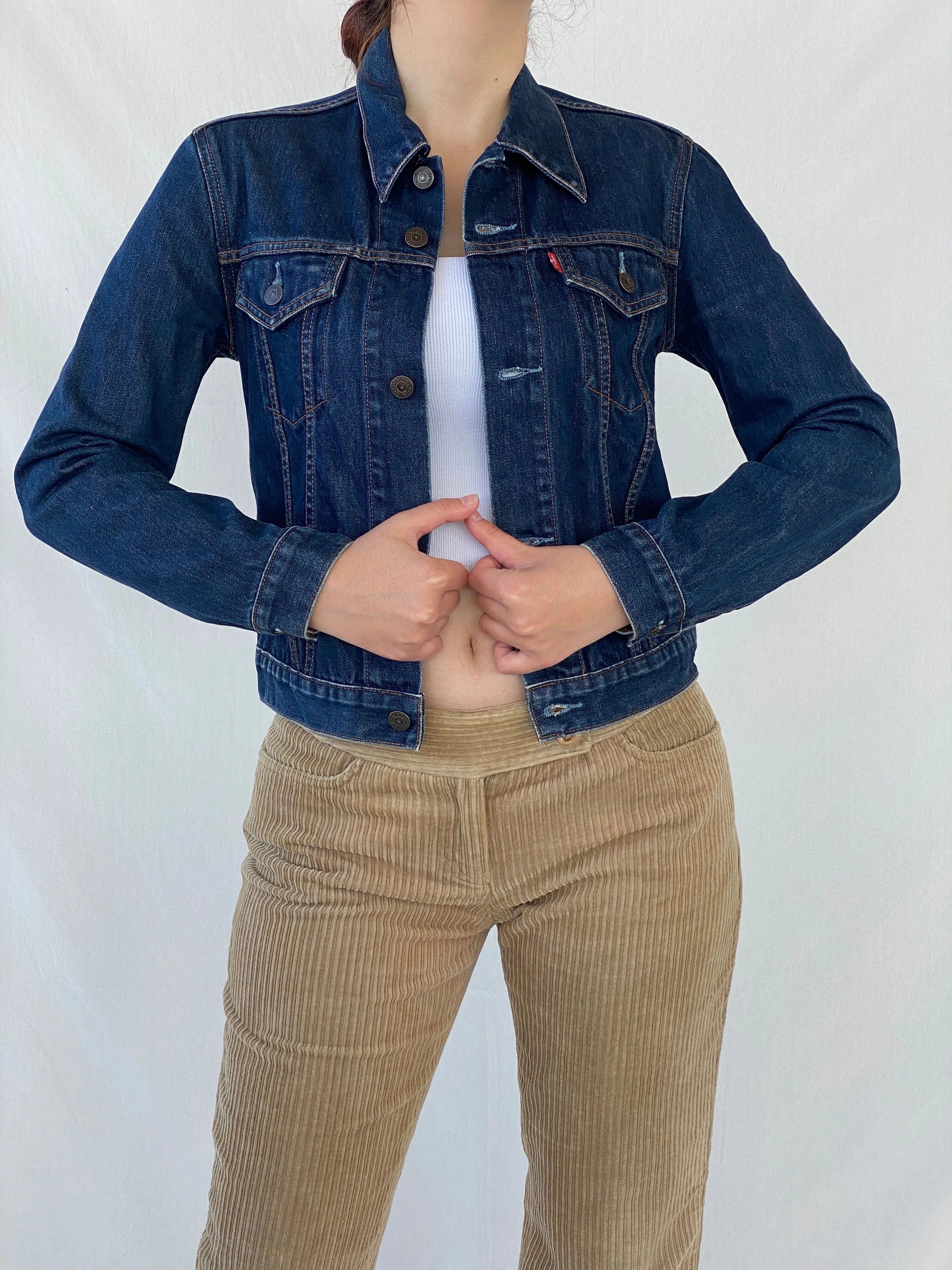 Levi’s Women’s Fitted Dark Wash Denim Jacket - S - Balagan Vintage Denim Jacket Ayah, denim, denim jacket, levis, levis jeans, vintage levis
