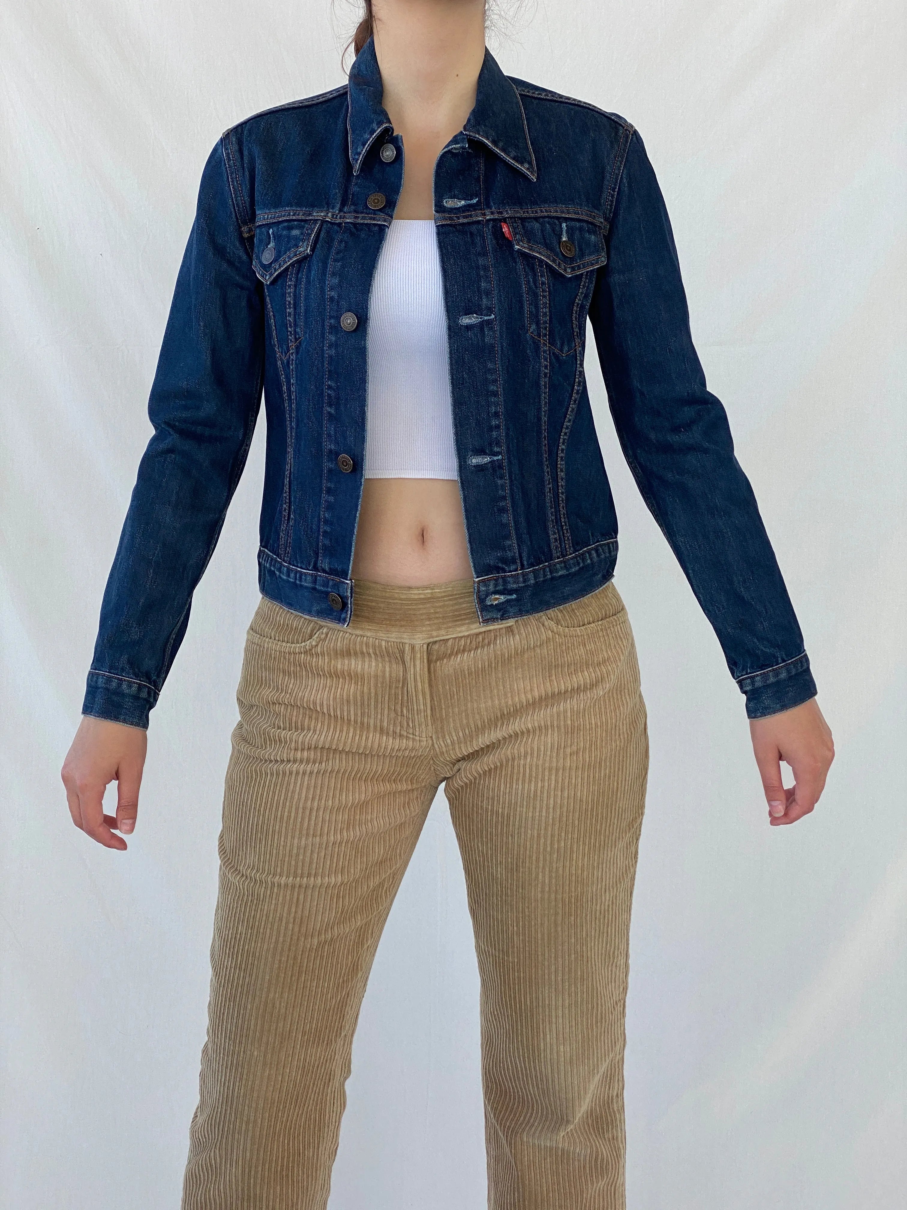 Levi’s Women’s Fitted Dark Wash Denim Jacket - S - Balagan Vintage Denim Jacket Ayah, Coats&Jackets, denim, denim jacket, levis, levis jeans, vintage levis, Women's Denim Jackets