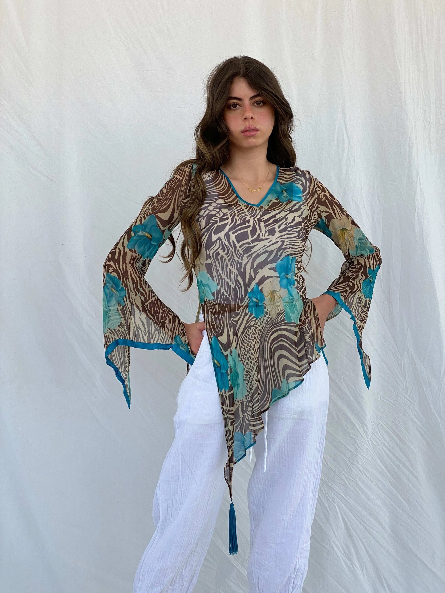 Luisa Spagnoli Sheer Silk Top - S - Balagan Vintage Full Sleeve Top 00s, 90s, Mira, sheer, women top