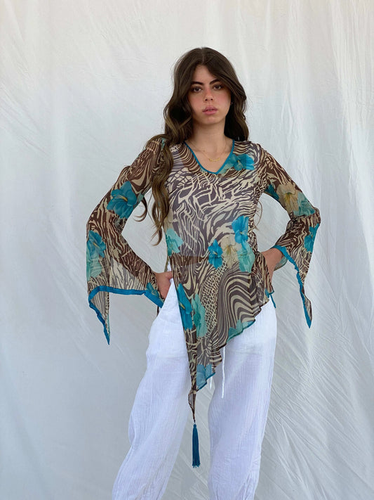 Luisa Spagnoli Sheer Silk Top - S - Balagan Vintage Full Sleeve Top 00s, 90s, Mira, sheer, women top