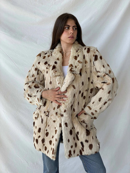 Luxurious Vintage Real Fur Leopard Coat - M - Balagan Vintage Coat 00s, coat, fur jacket, Mira, rare find, rare vintage, silk, vintage coat, winter