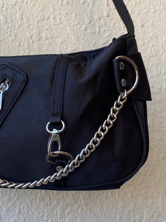 Mavi Black Nylon Goth Chains Shoulder Bag - Balagan Vintage Shoulder Bag 00s, bag, embellished bag, handbag, shoulder bag
