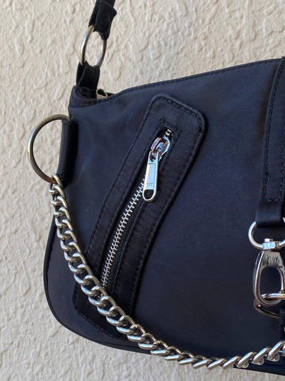 Mavi Black Nylon Goth Chains Shoulder Bag - Balagan Vintage Shoulder Bag 00s, bag, embellished bag, handbag, shoulder bag