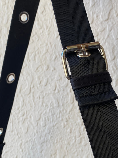 Mavi Black Nylon Goth Chains Shoulder Bag - Balagan Vintage Shoulder Bag 00s, bag, embellished bag, handbag, shoulder bag