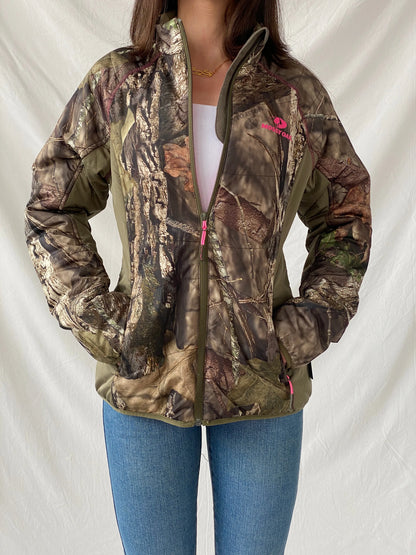 Mossy Oak Women’s Hunting Puffer Jacket with Pink Lining - S - Balagan Vintage Puffer Jacket Christine, Coats&Jackets, consignment, Melika, puffer jacket, winter, Women's Windbreaker Jackets