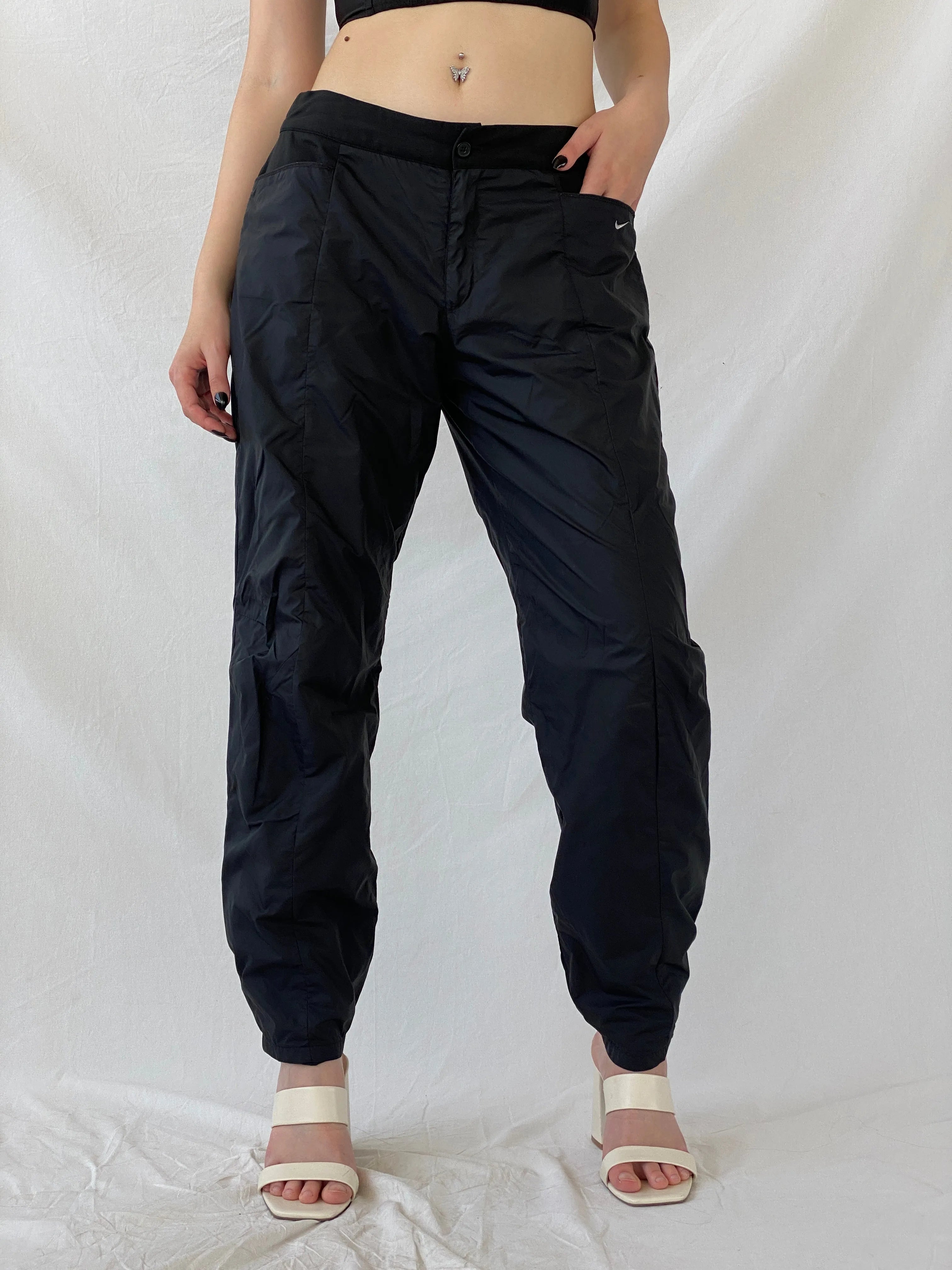 Nike Black Windbreaker Sportswear Women’s Track Pants - 2XL - Balagan Vintage Track Pants 80s, 90s, Ayah, consignment, Danadabbas, NEW IN, vintage pants, windbreaker