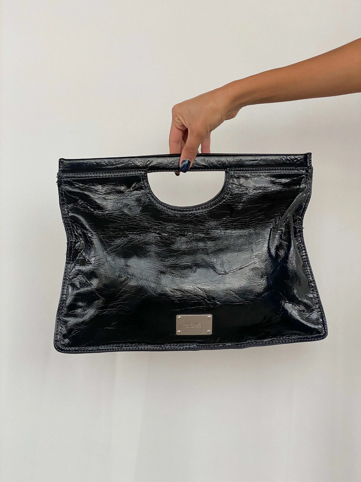 Nine West Black Patent Leather Clutch - Balagan Vintage Handbags 00s, bag, handbag, Nine West