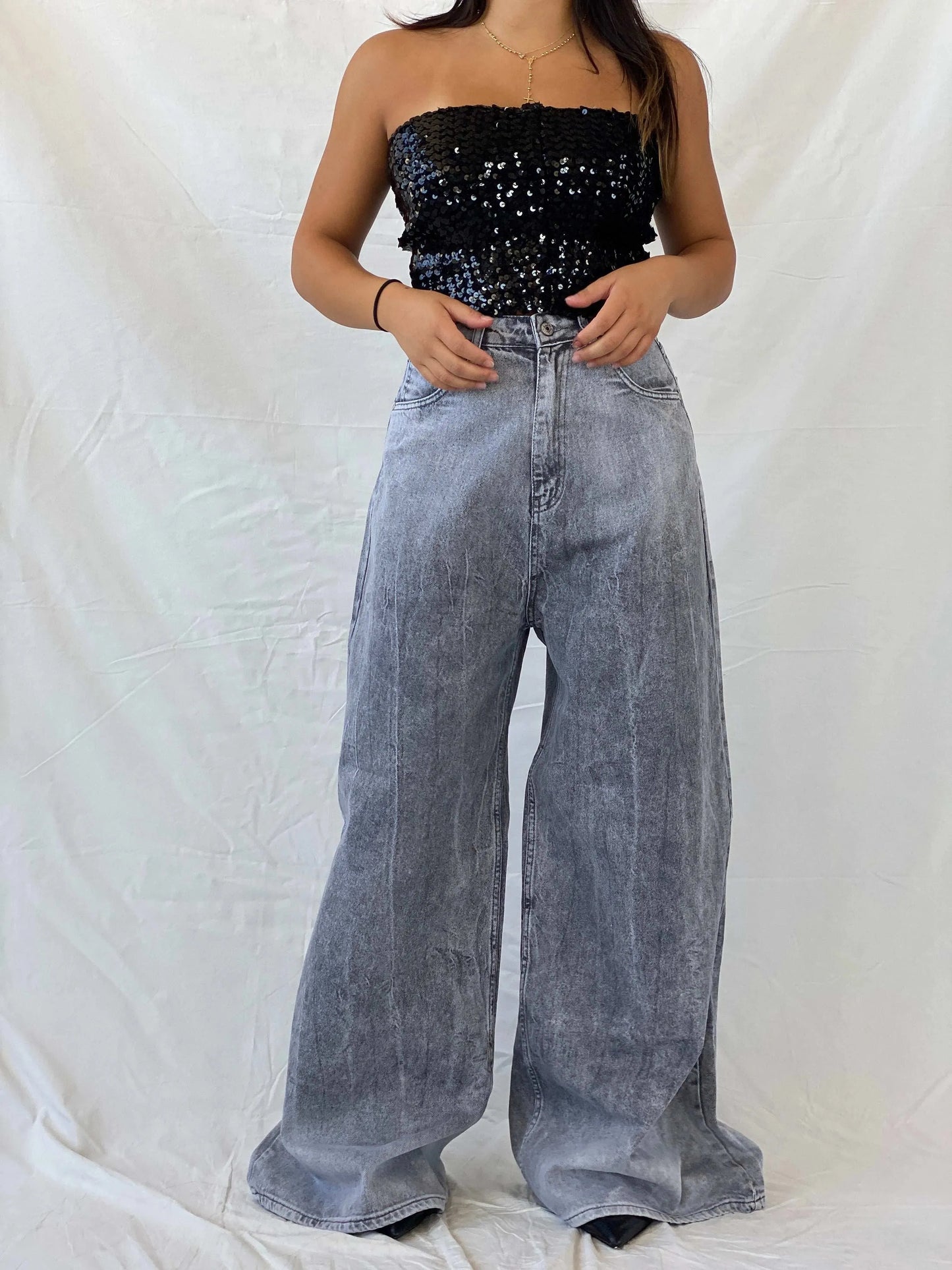 NWT Alien Streetwear Baggy Extra Wide Leg Gray Jeans - 36EUR - Balagan Vintage Jeans 00s, consignment, denim, jeans, Lana, Saif