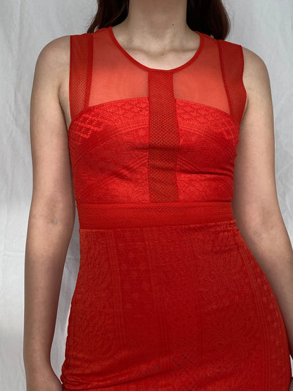 NWT BCBG MAXAZRIA Poppy Red Lace Tiered Midi Dress - XS - Balagan Vintage Midi Dress Ayah, consignment, dress, Janan, Wedding Guest