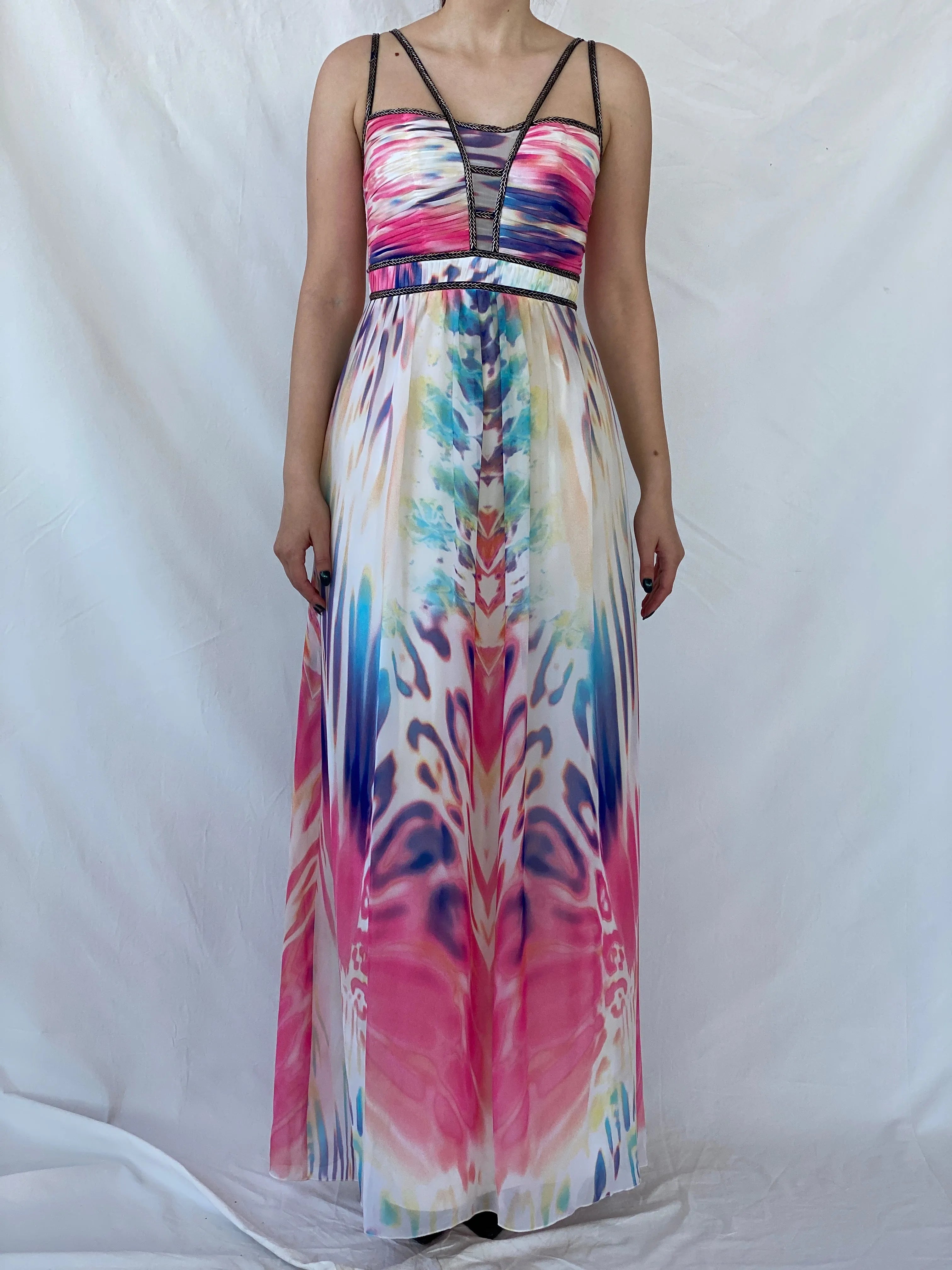 NWT Little Mistress London Maxi Beaded Water Color Dress - M - Balagan Vintage Maxi Dress Ayah, consignment, dress, maxi dress, Sadouf, Wedding Guest, winter