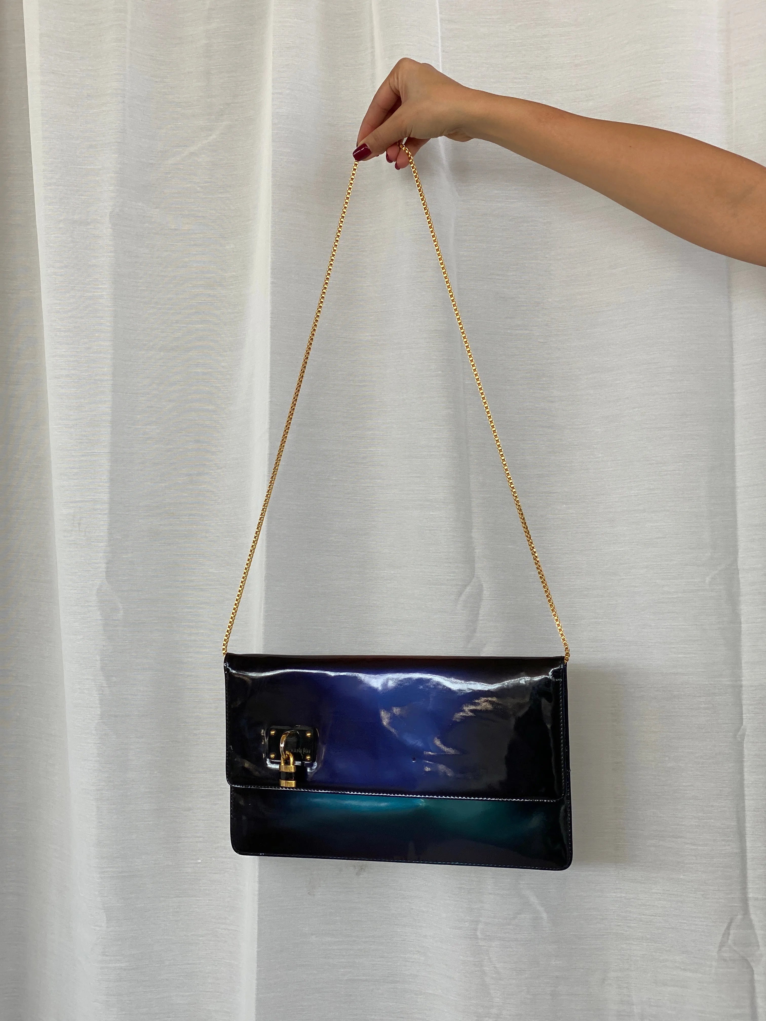 NWT Maria Pino Chic Patent Leather Clutch - Balagan Vintage Clutch 00s, bag, consignment, handbag, Shireen