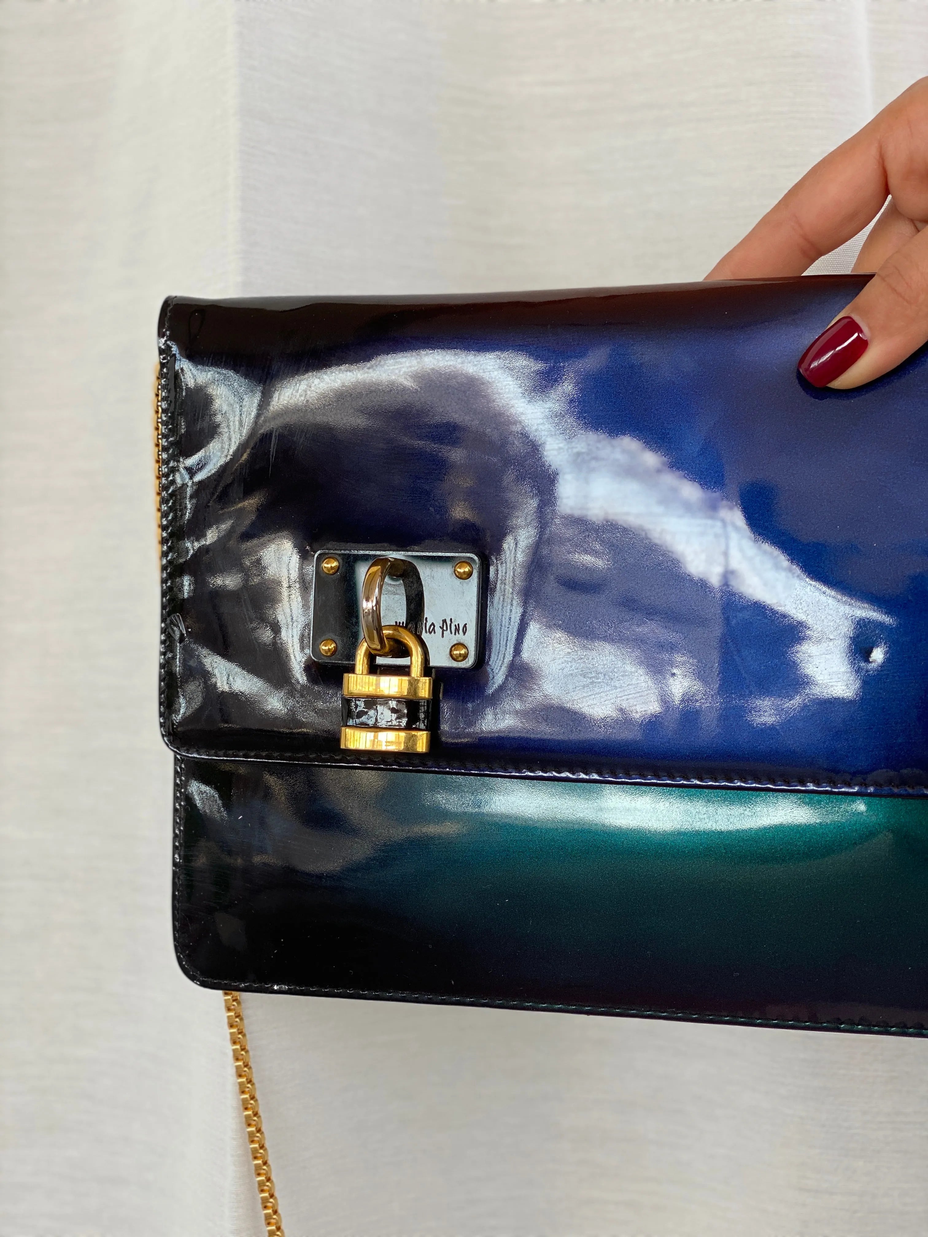 NWT Maria Pino Chic Patent Leather Clutch - Balagan Vintage Clutch 00s, bag, consignment, handbag, Shireen