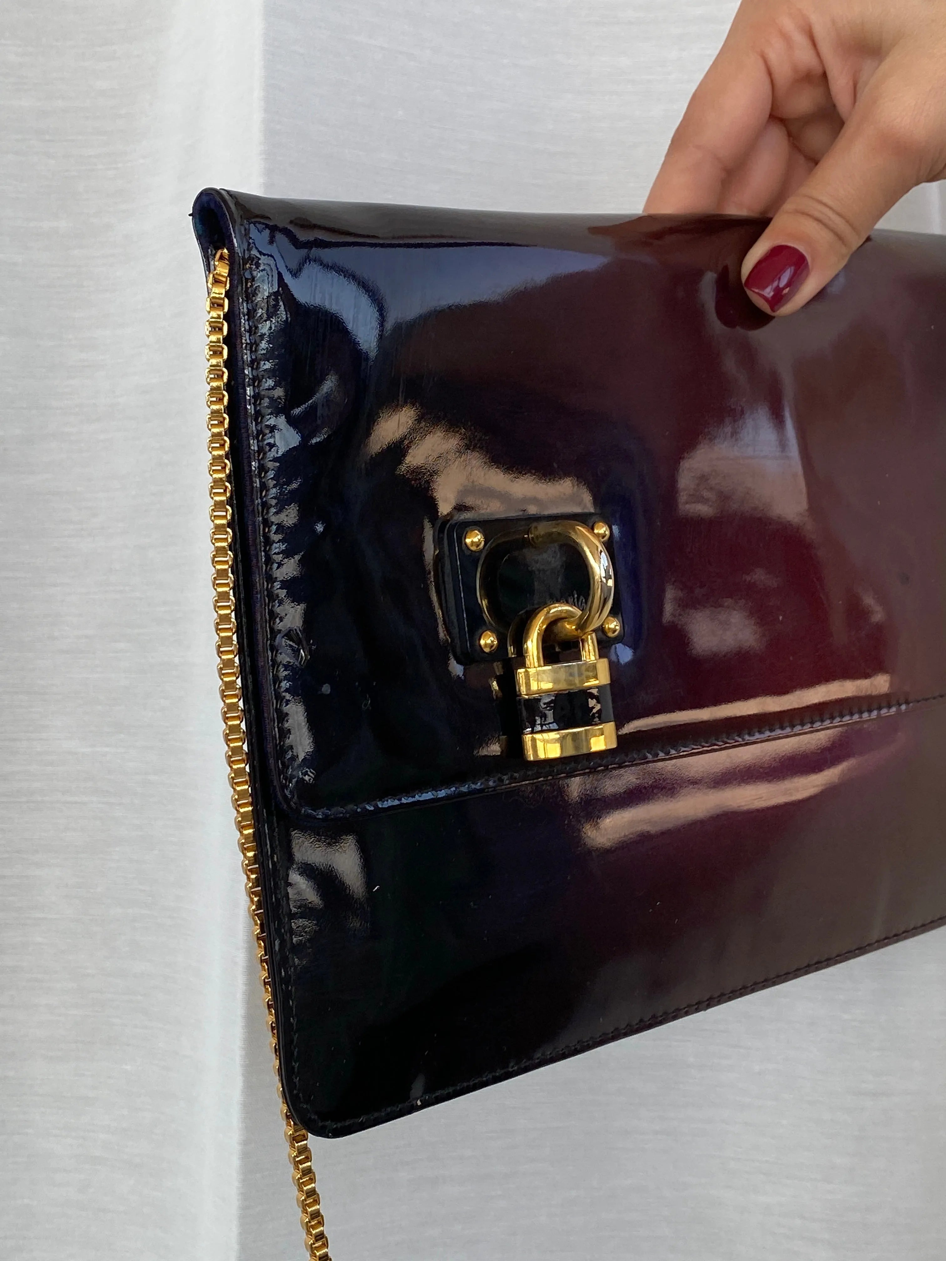 NWT Maria Pino Chic Patent Leather Clutch - Balagan Vintage Clutch 00s, bag, consignment, handbag, Shireen