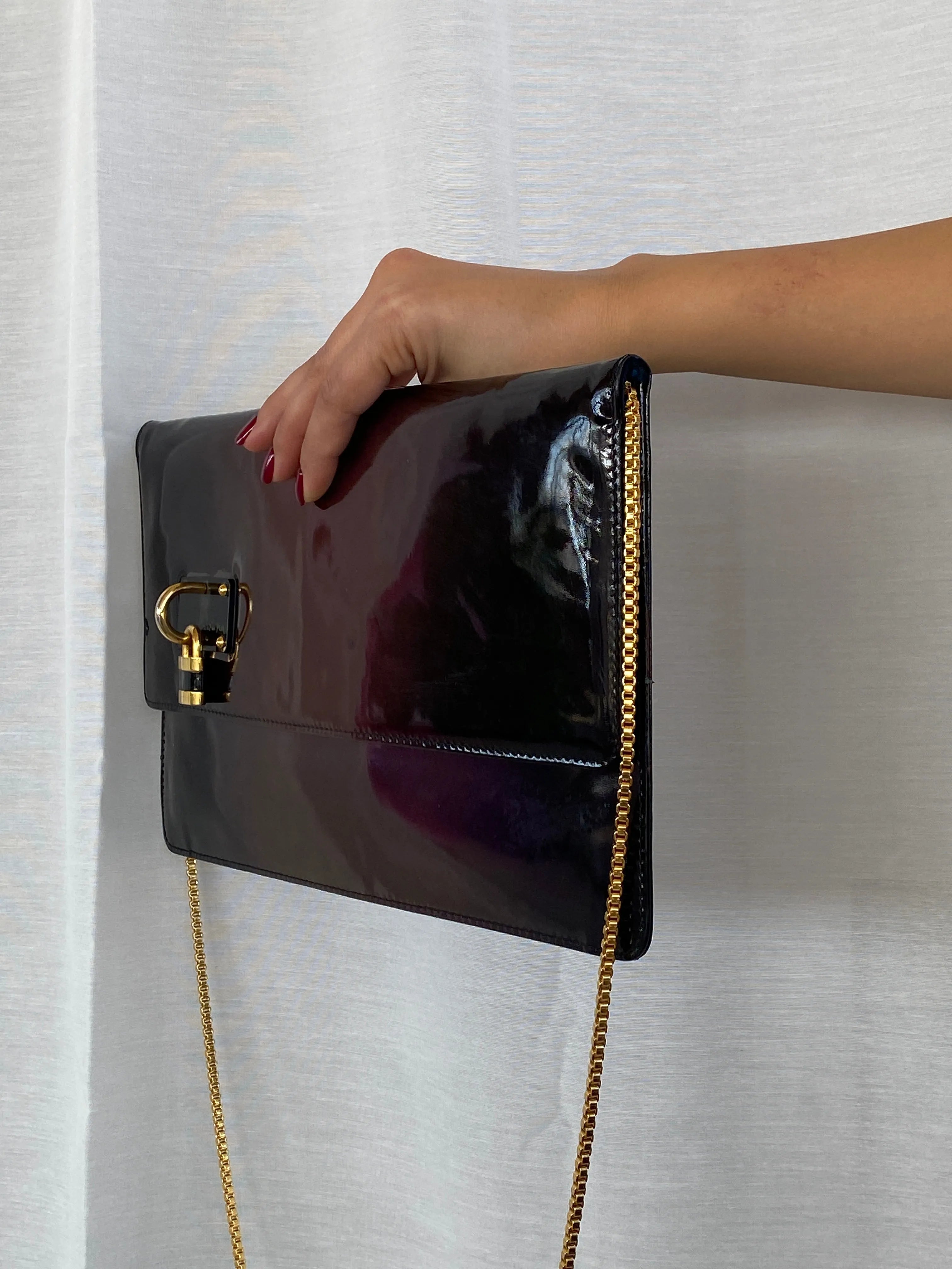 NWT Maria Pino Chic Patent Leather Clutch - Balagan Vintage Clutch 00s, bag, consignment, handbag, Shireen