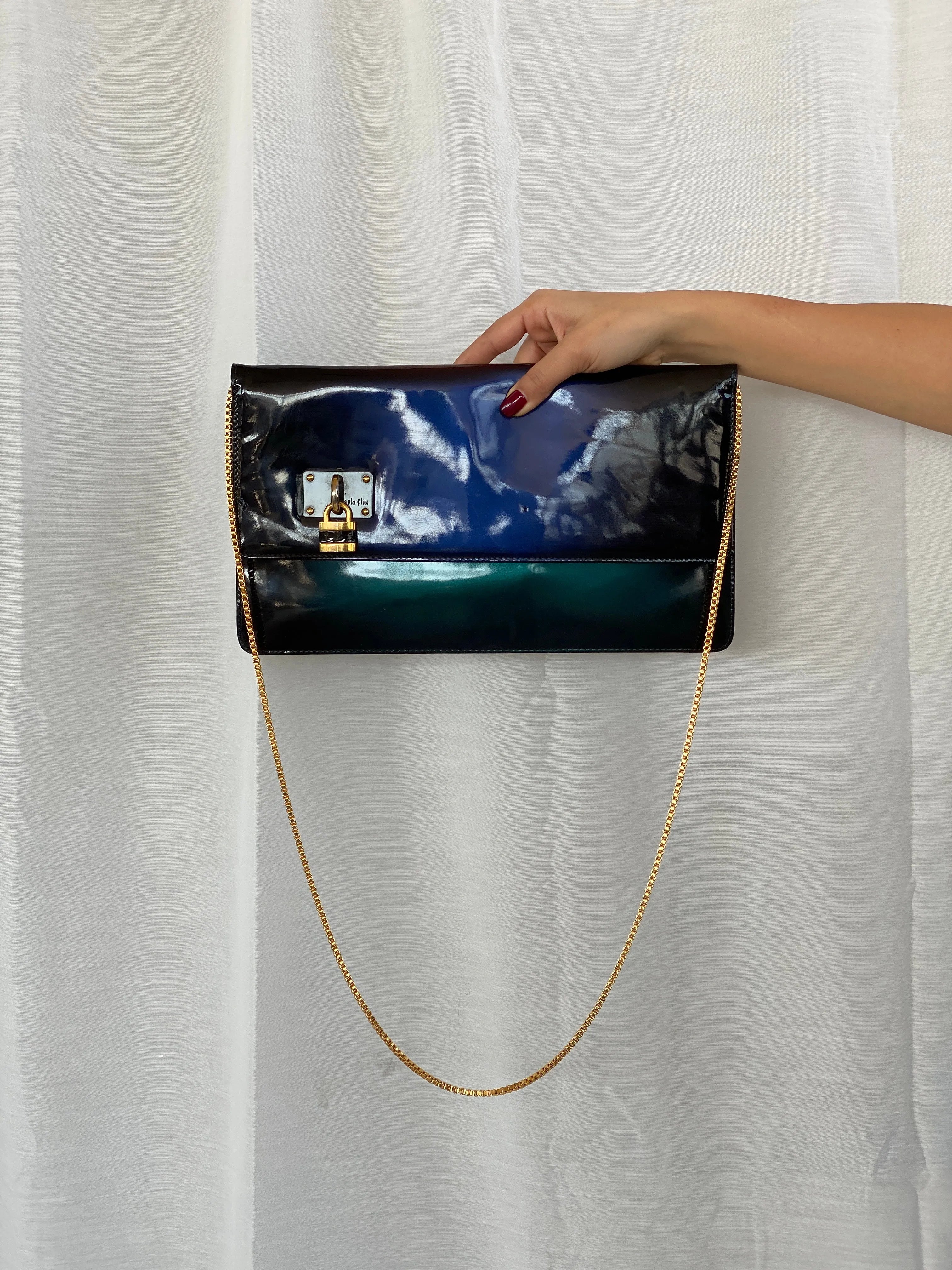 NWT Maria Pino Chic Patent Leather Clutch - Balagan Vintage Clutch 00s, bag, consignment, handbag, Shireen