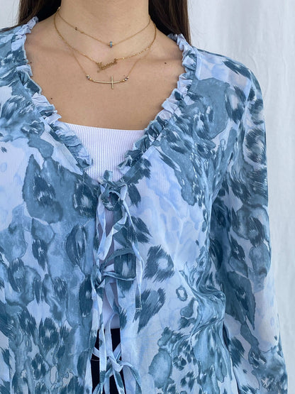Per Una by Marks&Spencer Sheer Blue Cardigan Size L - Balagan Vintage Cardigan cardigan, Deals, full sleeve shirt, groovy, groovy print, groovy shirt, Juana, women skirt