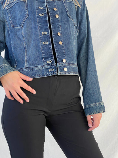 PLATINUM Chico’s Women’s Sequin Embroidered Denim Jacket - M - Balagan Vintage Denim Jacket 00s, Ayah, Coats&Jackets, denim, denim jacket, Women's Denim Jackets