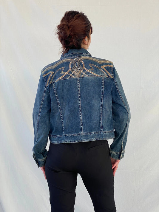 PLATINUM Chico’s Women’s Sequin Embroidered Denim Jacket - M - Balagan Vintage Denim Jacket 00s, Ayah, Coats&Jackets, denim, denim jacket, Women's Denim Jackets