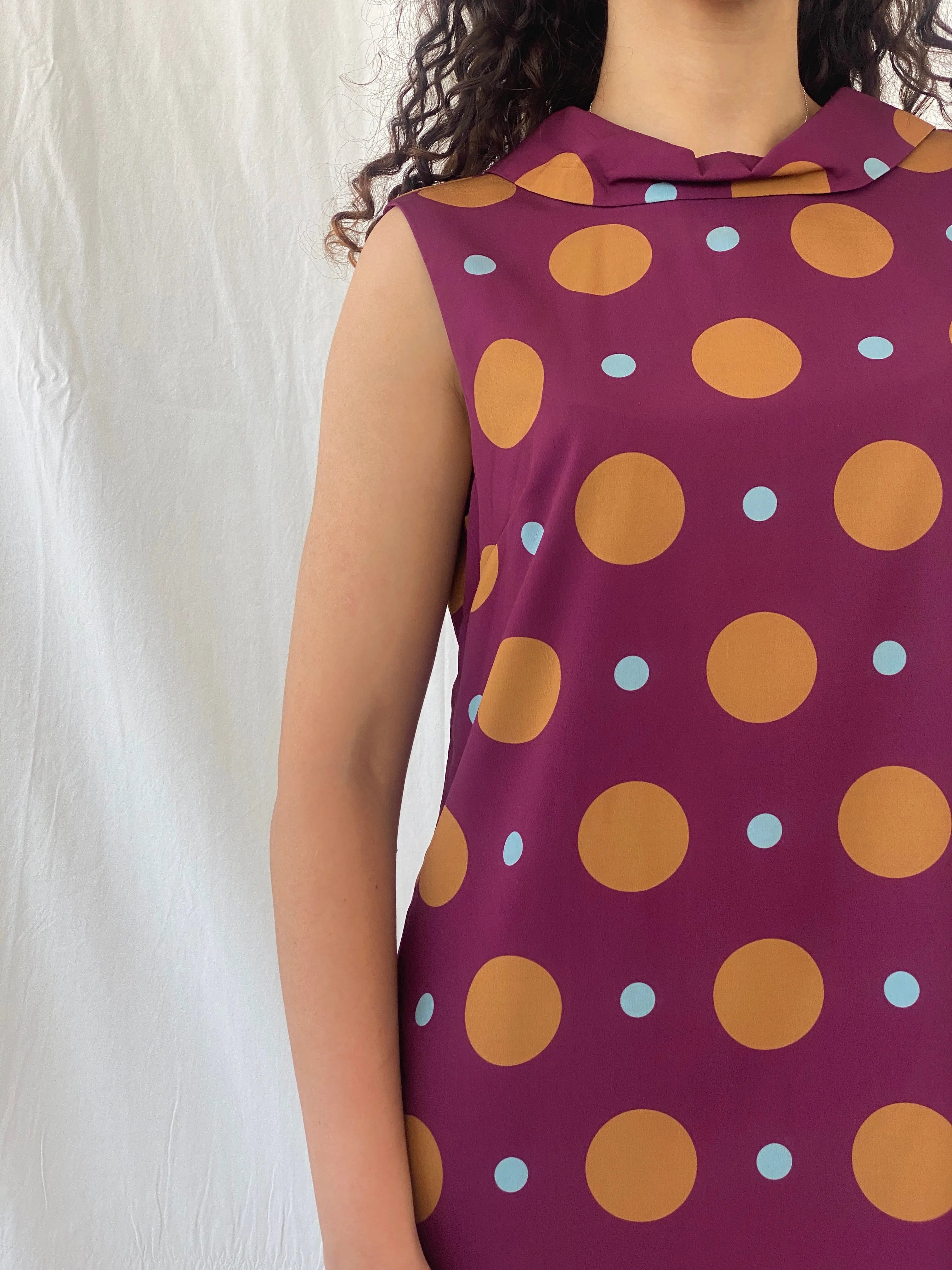 Princess Highway 60s-Inspired Dots Purple Turtle Neck Short Dress - L - Balagan Vintage Midi Dress Celine, dress, midi dress, Y2K dress