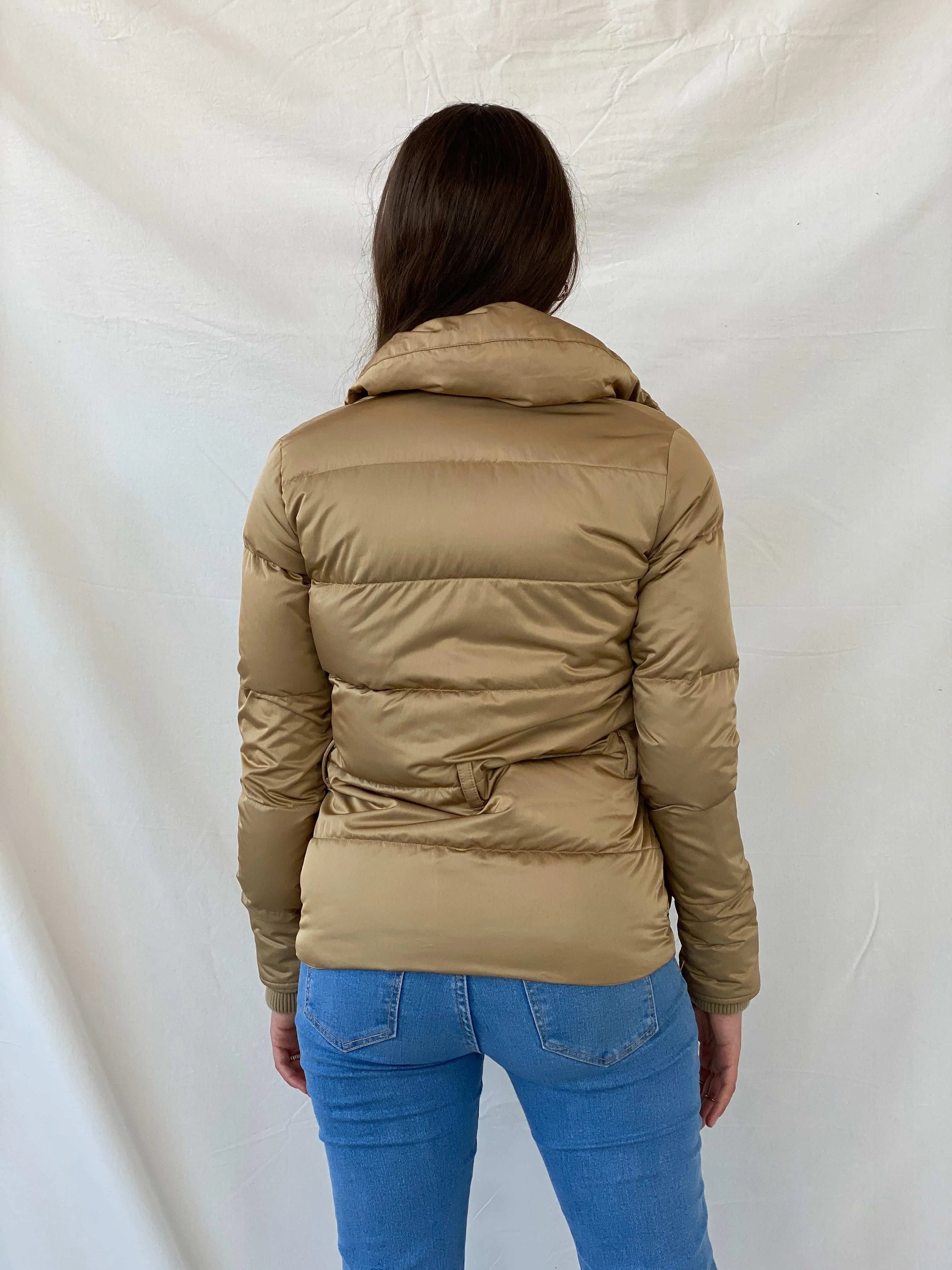 Ralph Lauren Gold Quilted Short Puffer Jacket - XS - Balagan Vintage Puffer Jacket 90s, Mira, puffer jacket, ralph lauren, winter