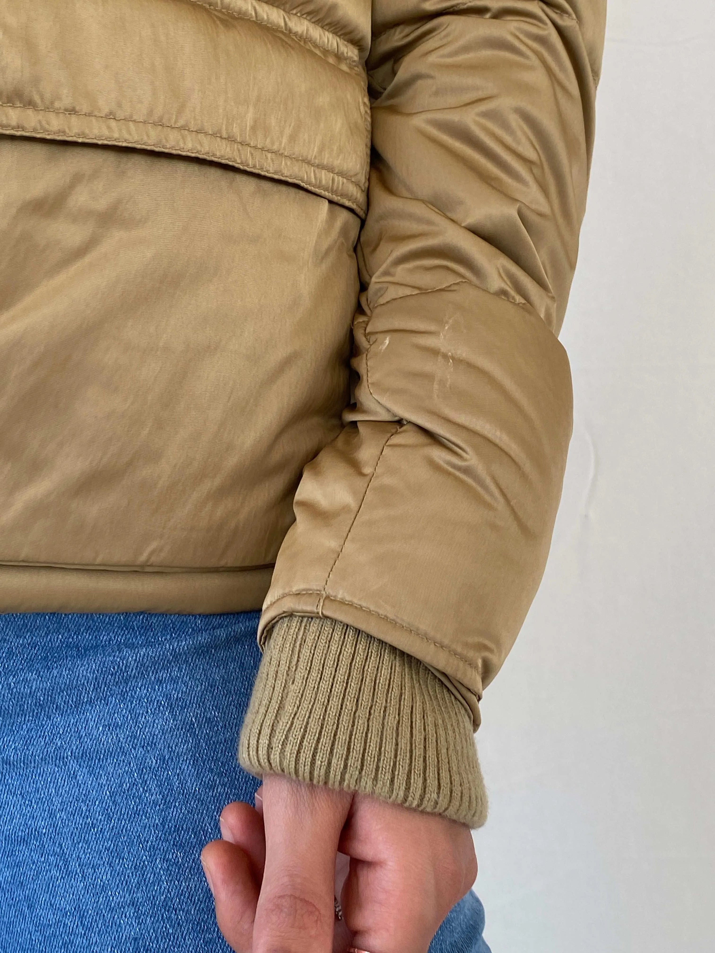 Ralph Lauren Gold Quilted Short Puffer Jacket - XS - Balagan Vintage Puffer Jacket 90s, Mira, puffer jacket, ralph lauren, winter
