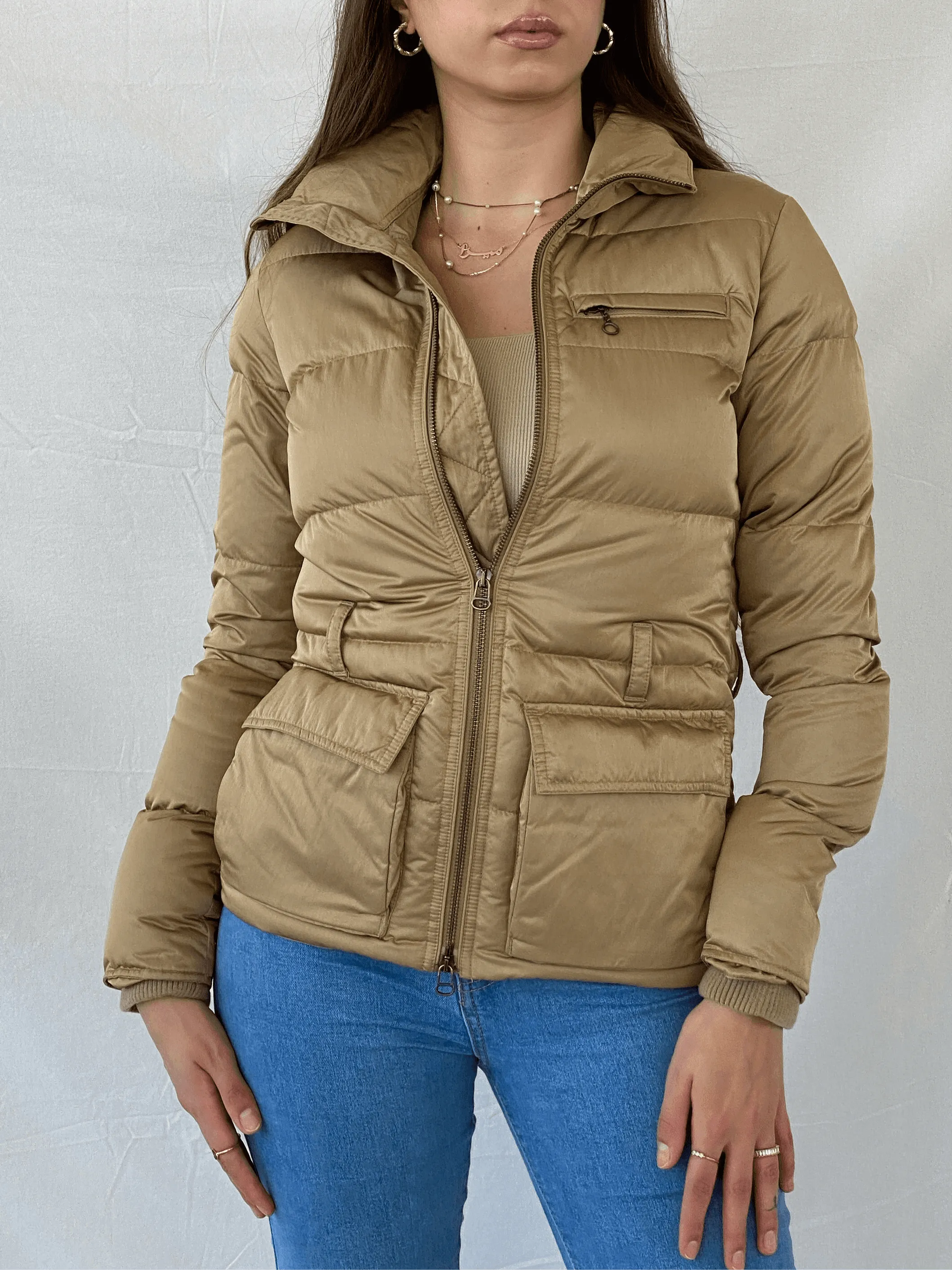 Ralph Lauren Gold Quilted Short Puffer Jacket - XS - Balagan Vintage Puffer Jacket 90s, Mira, puffer jacket, ralph lauren, winter