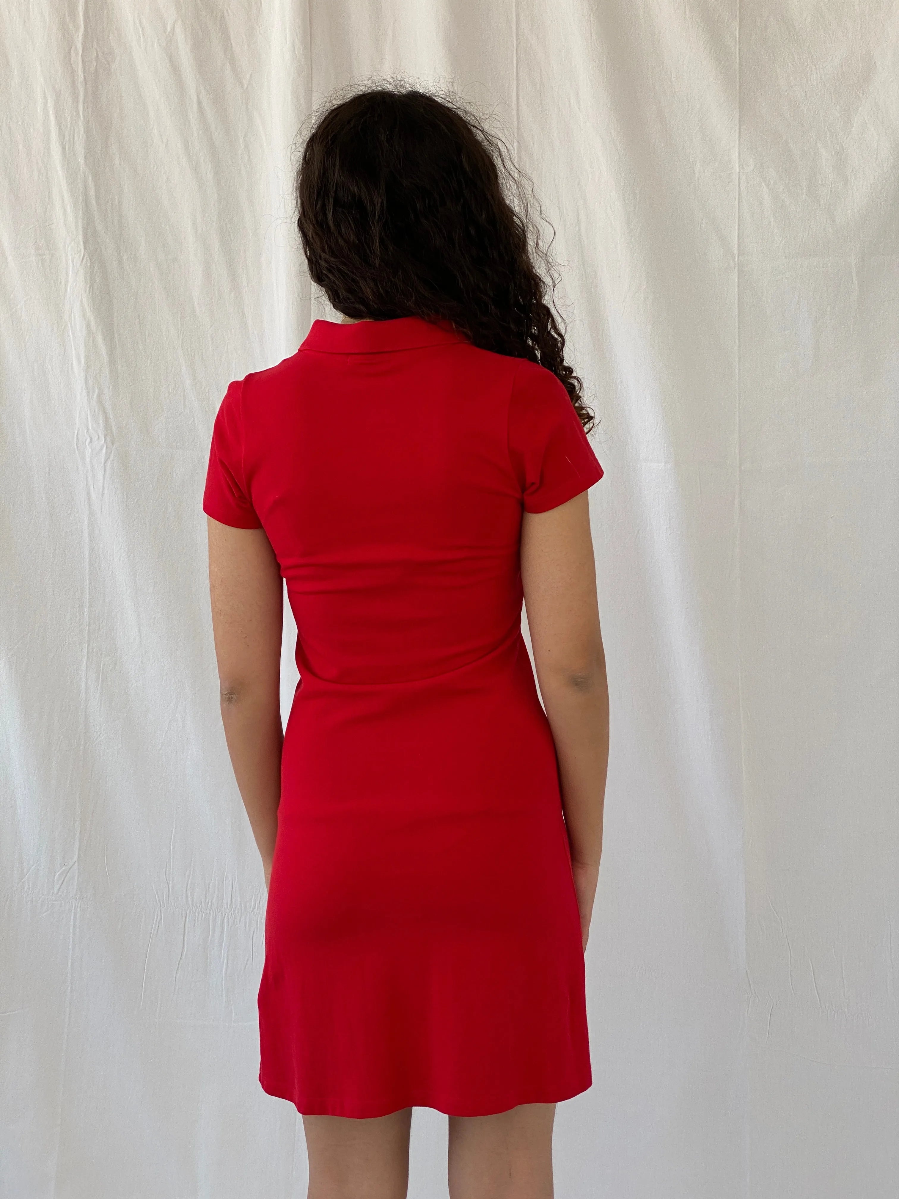 Ralph Lauren Polo Assn Red Midi Half Sleeve Tennis Cotton Dress - S - Balagan Vintage Midi Dress 00s, 00s dress, Celine, dress, midi dress, ralph lauren, Y2K dress