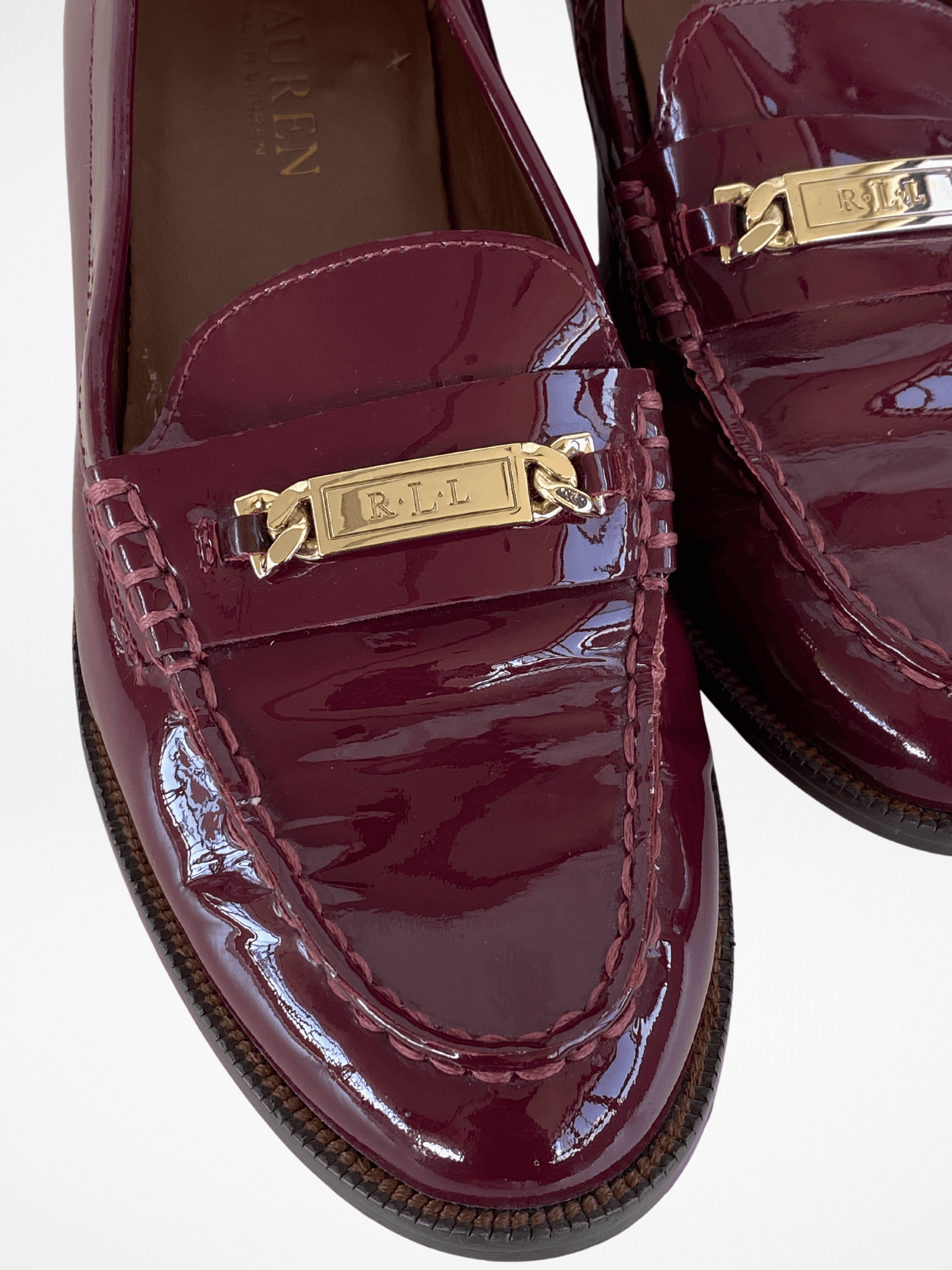 Ralph Lauren RLL Polished Patent Leather Burgundy Loafers - 38 - Balagan Vintage Ballet flats 00s, 90s, consignment, Lidia, ralph lauren, shoes