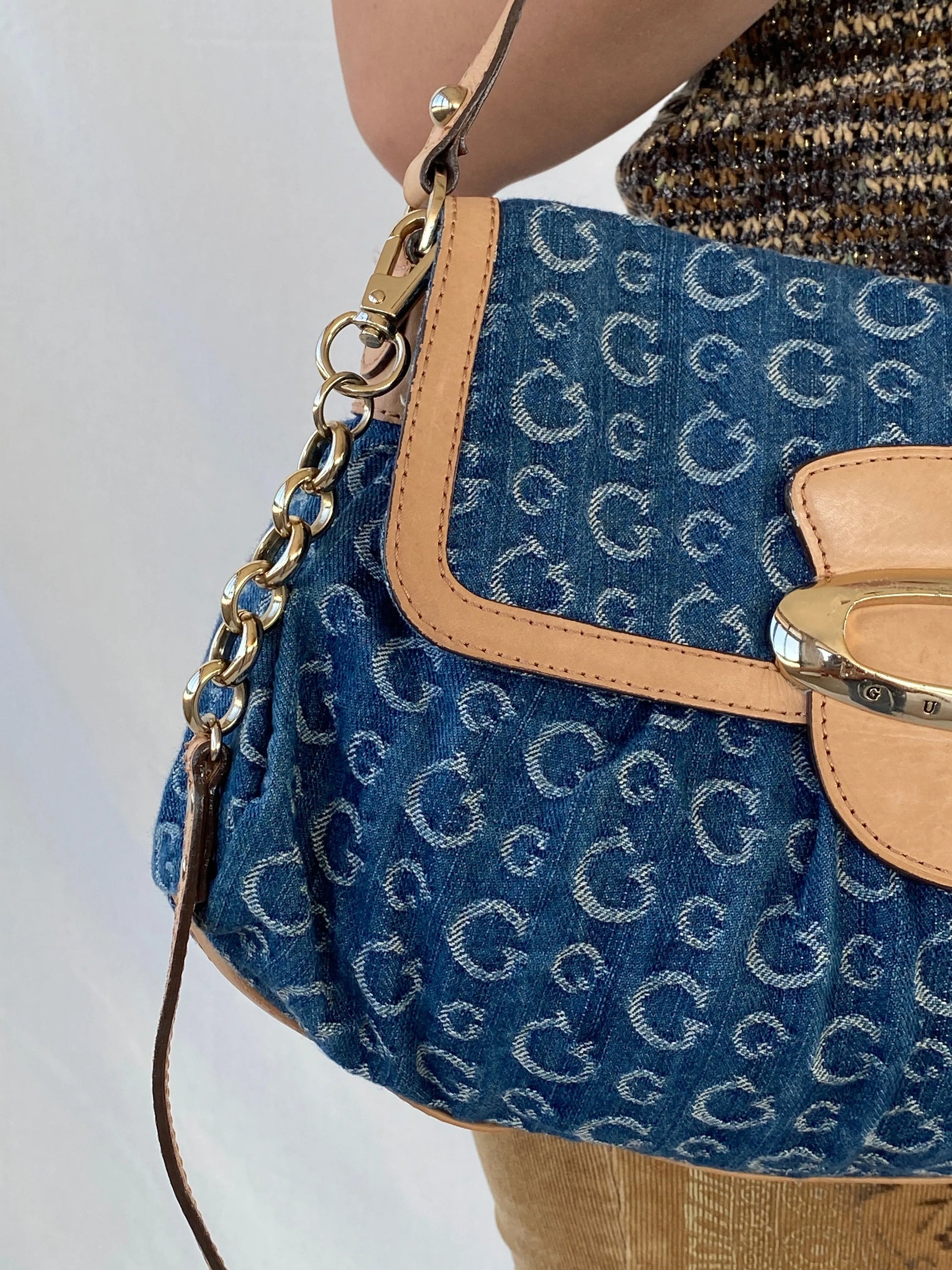 Rare 00s Guess by Marciano Monogram Denim Shoulder Bag - Balagan Vintage Handbags 90s, bag, consignment, Deals, handbag, Sepsa, shoulder bag