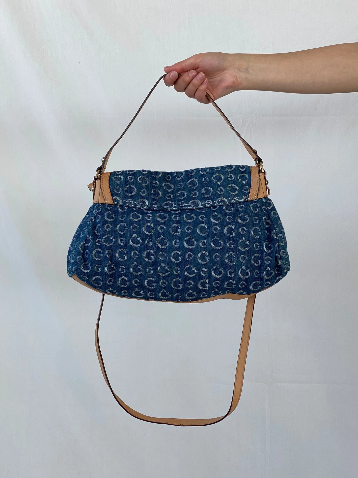 Rare 00s Guess by Marciano Monogram Denim Shoulder Bag - Balagan Vintage Handbags 90s, bag, consignment, Deals, handbag, Sepsa, shoulder bag